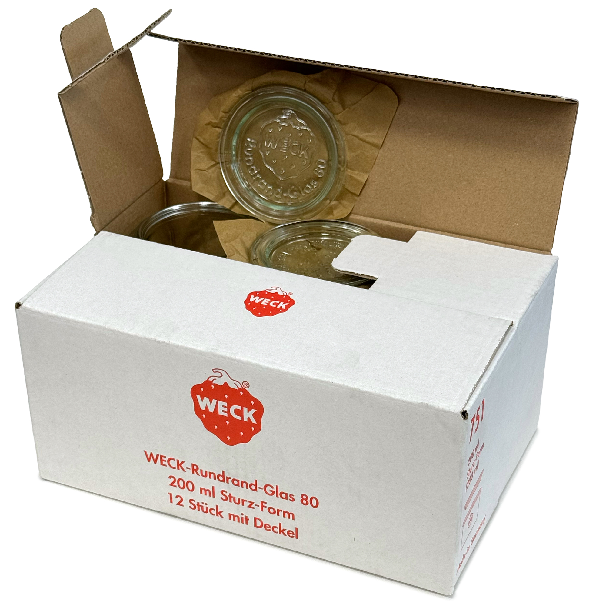 12x 200 ml bocal WECK à renversement avec couvercle en verre RR 80