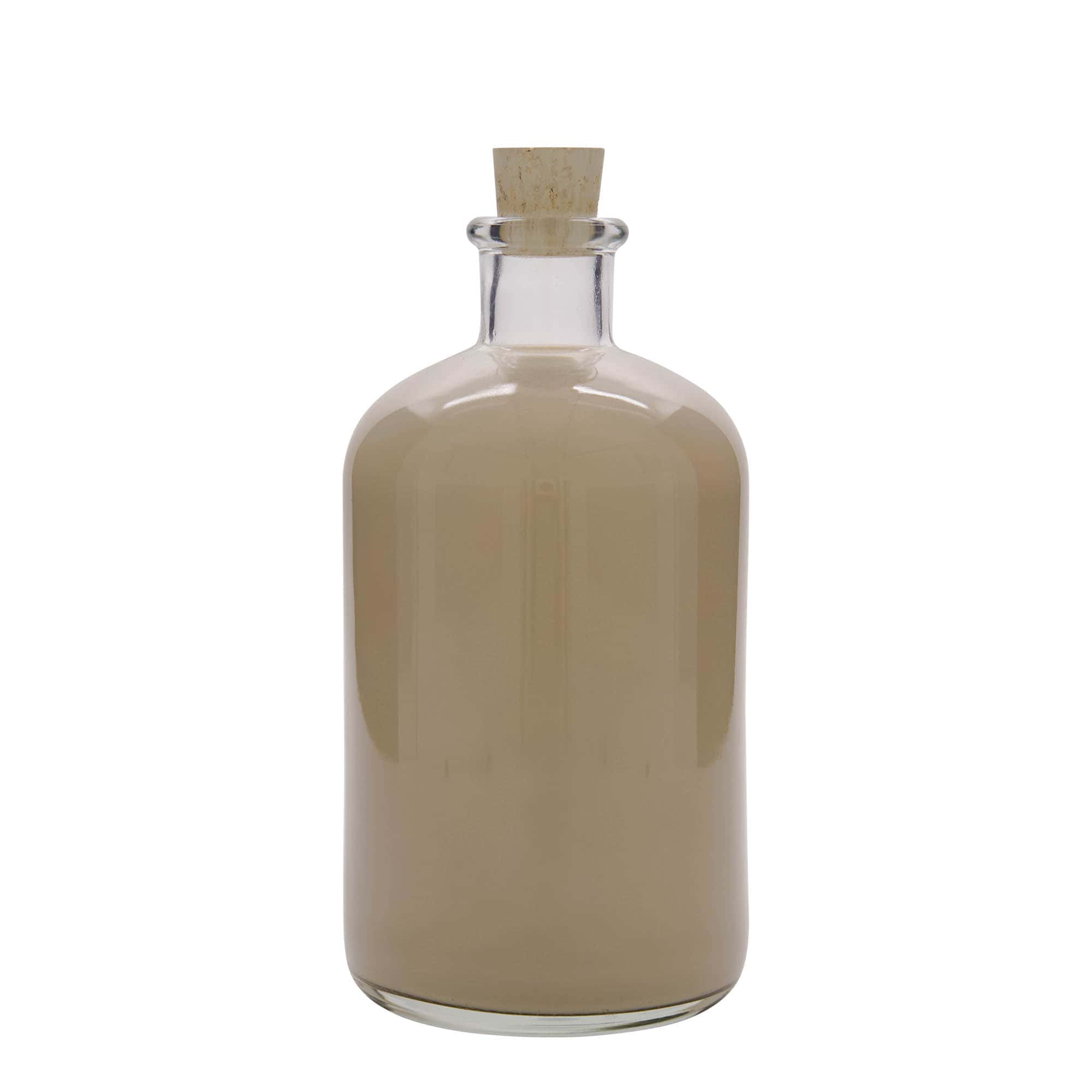 Bouteille en verre de 1 000 ml, apothicaire, ouverture : bouchon en liège