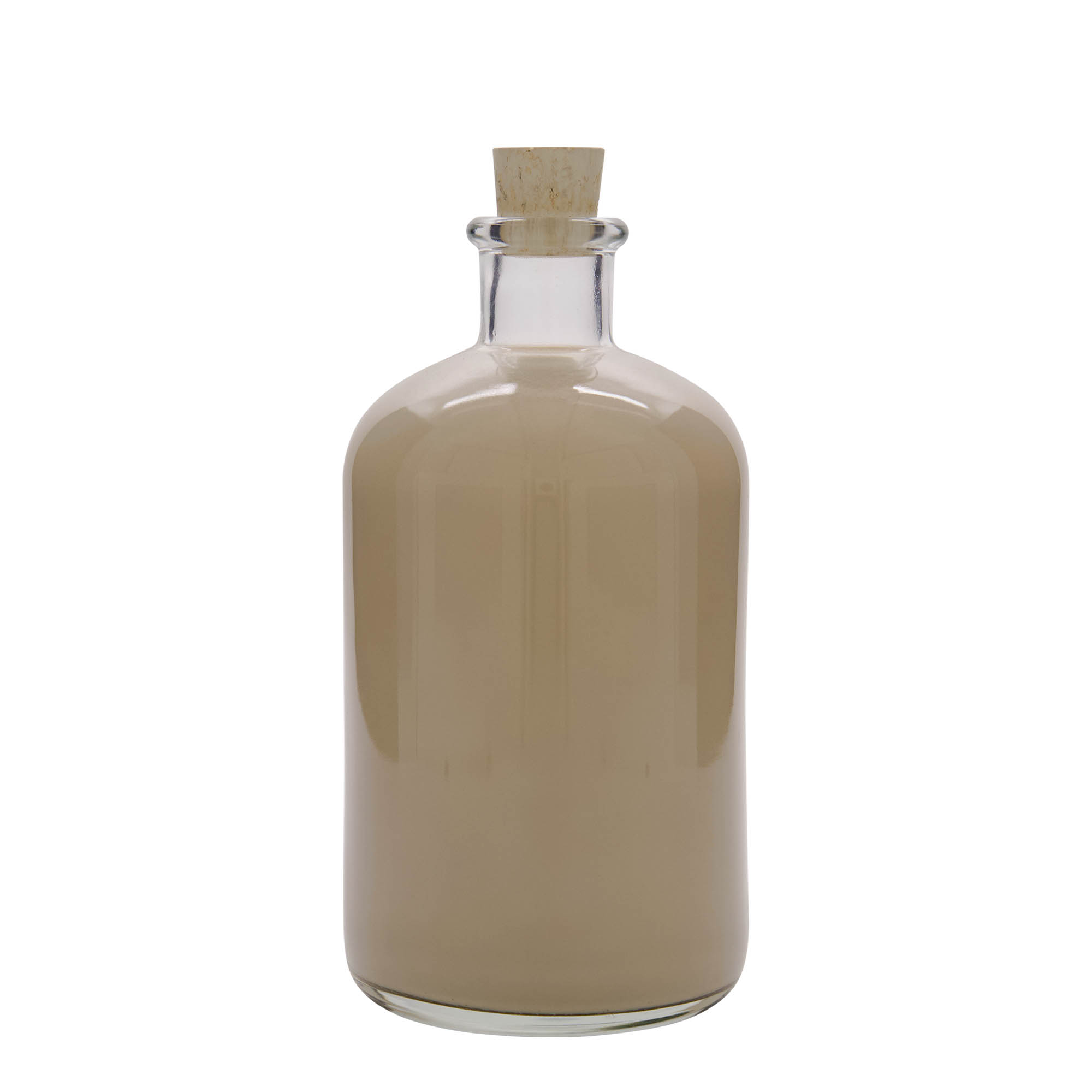 Bouteille en verre de 1 000 ml, apothicaire, ouverture : bouchon en liège