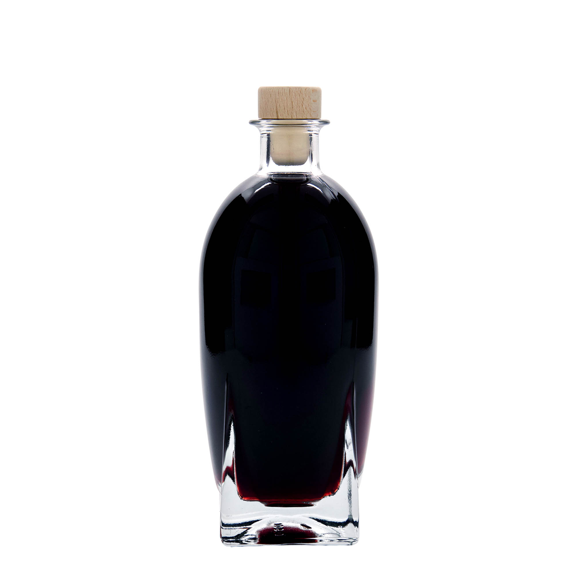 Bouteille en verre 500 ml 'Zino', carrée, ouverture : bouchon en liège Bouteille en verre 500 ml 'Zino', carrée, ouverture : bouchon en liège