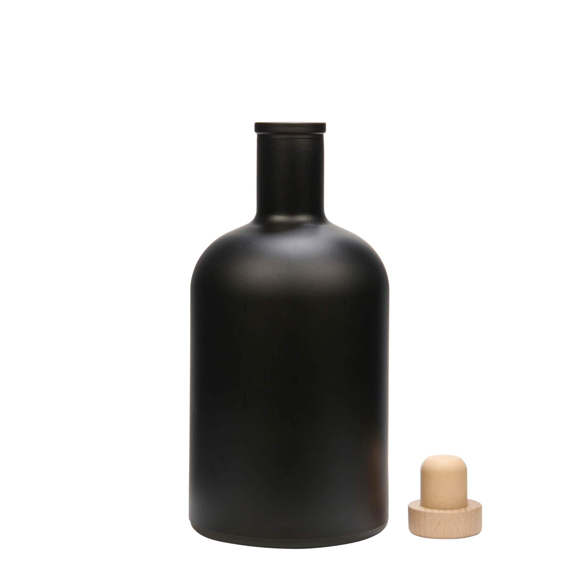 Bouteille en verre 700 ml 'Gerardino', noire, ouverture : bouchon en liège Bouteille en verre 700 ml 'Gerardino', noire, ouverture : bouchon en liège