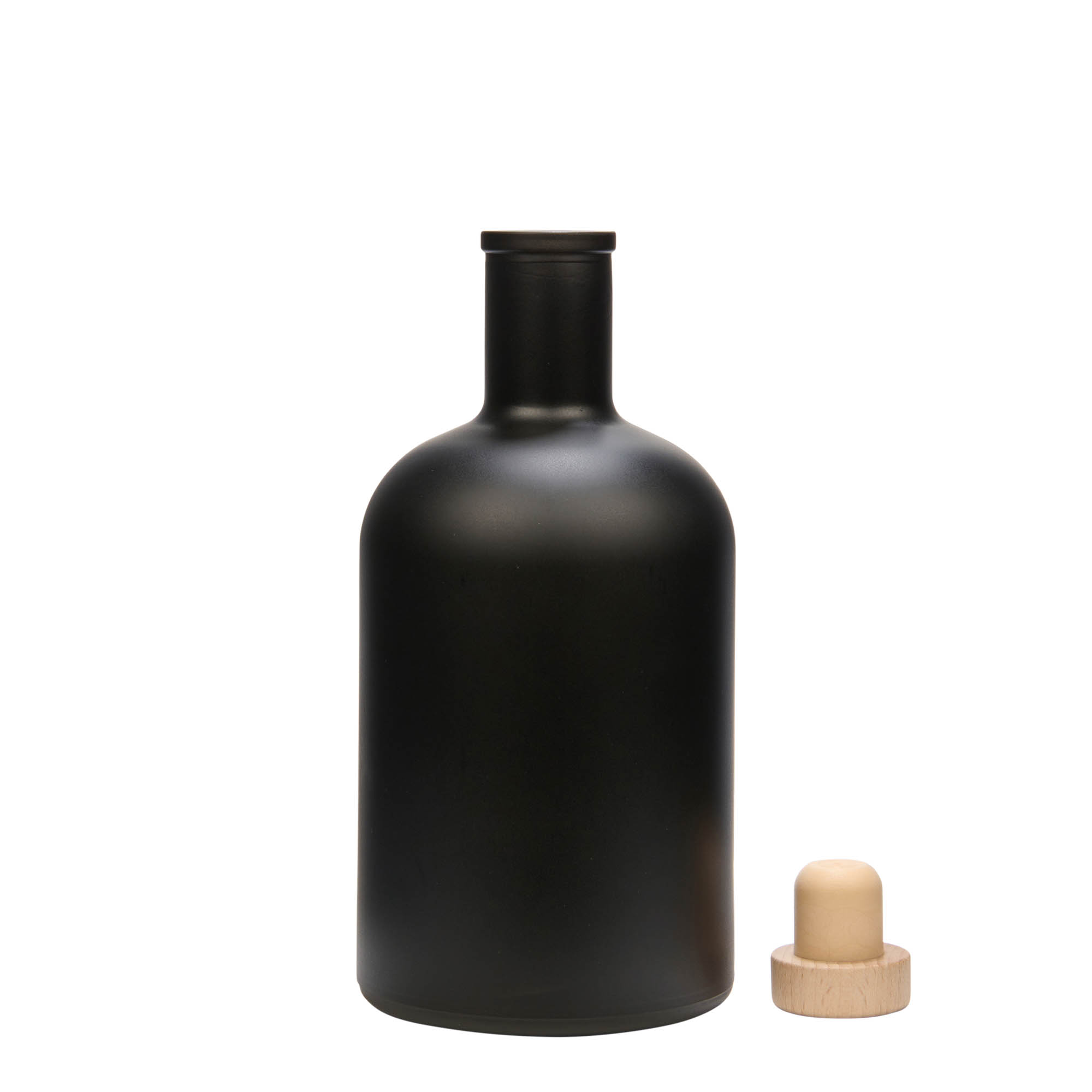 Bouteille en verre 700 ml 'Gerardino', noire, ouverture : bouchon en liège Bouteille en verre 700 ml 'Gerardino', noire, ouverture : bouchon en liège