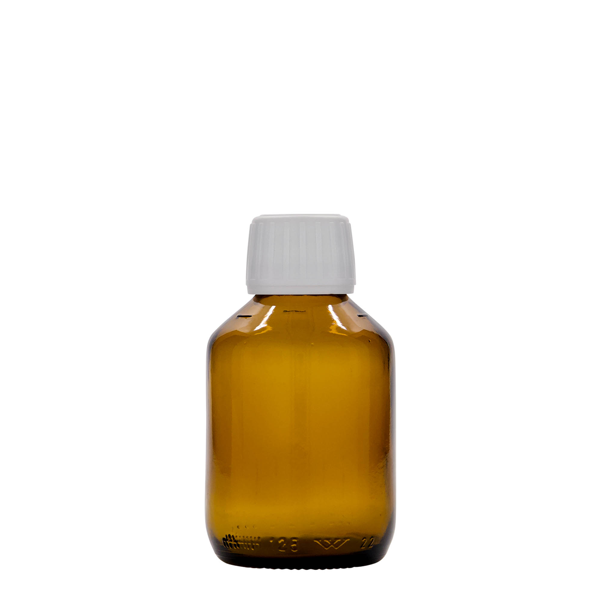 Flacon médical 125 ml, brun, verre, ouverture : PP 28 Flacon médical 125 ml, brun, verre, ouverture : PP 28