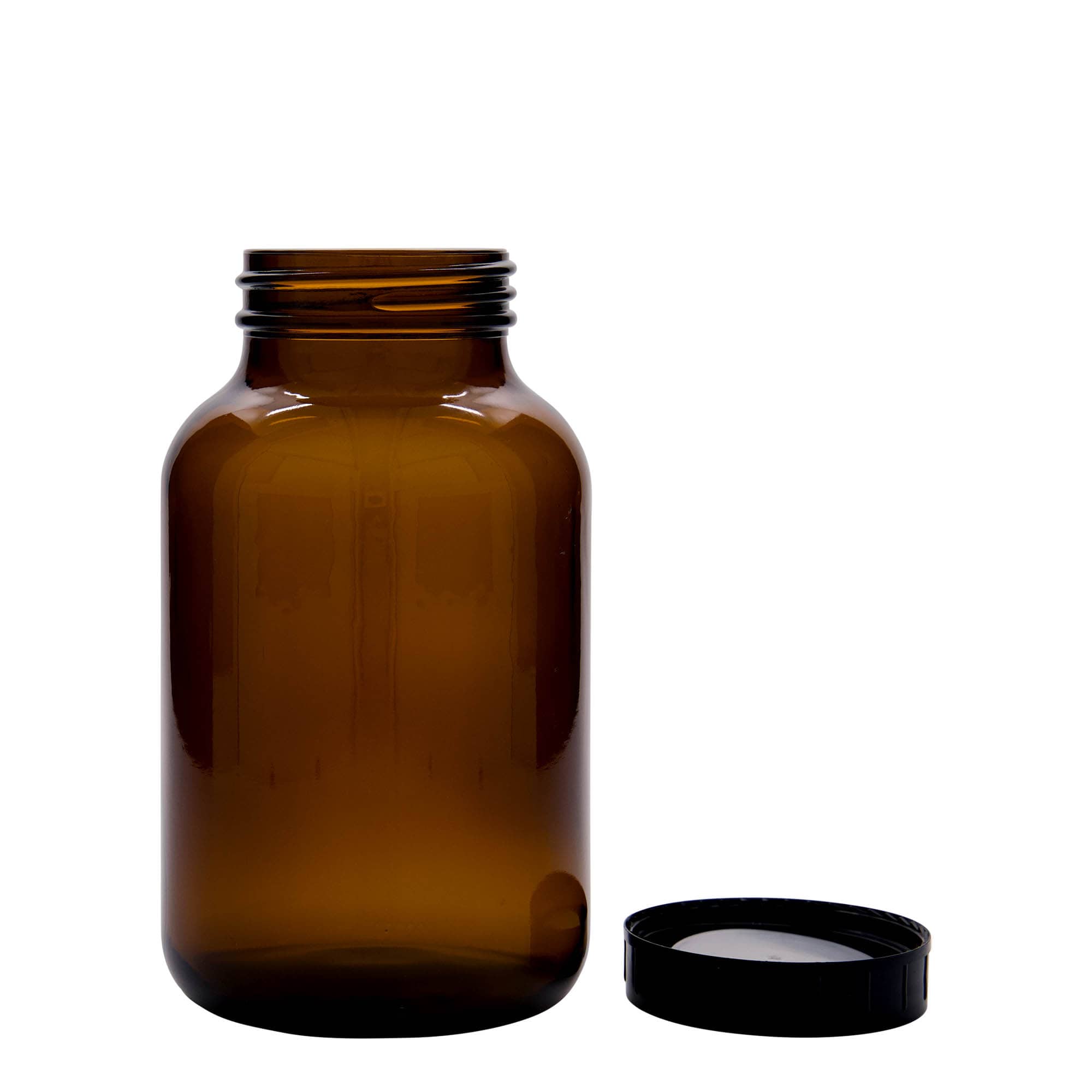 1 000 ml, bocal large, verre brun, ouverture : DIN 68
