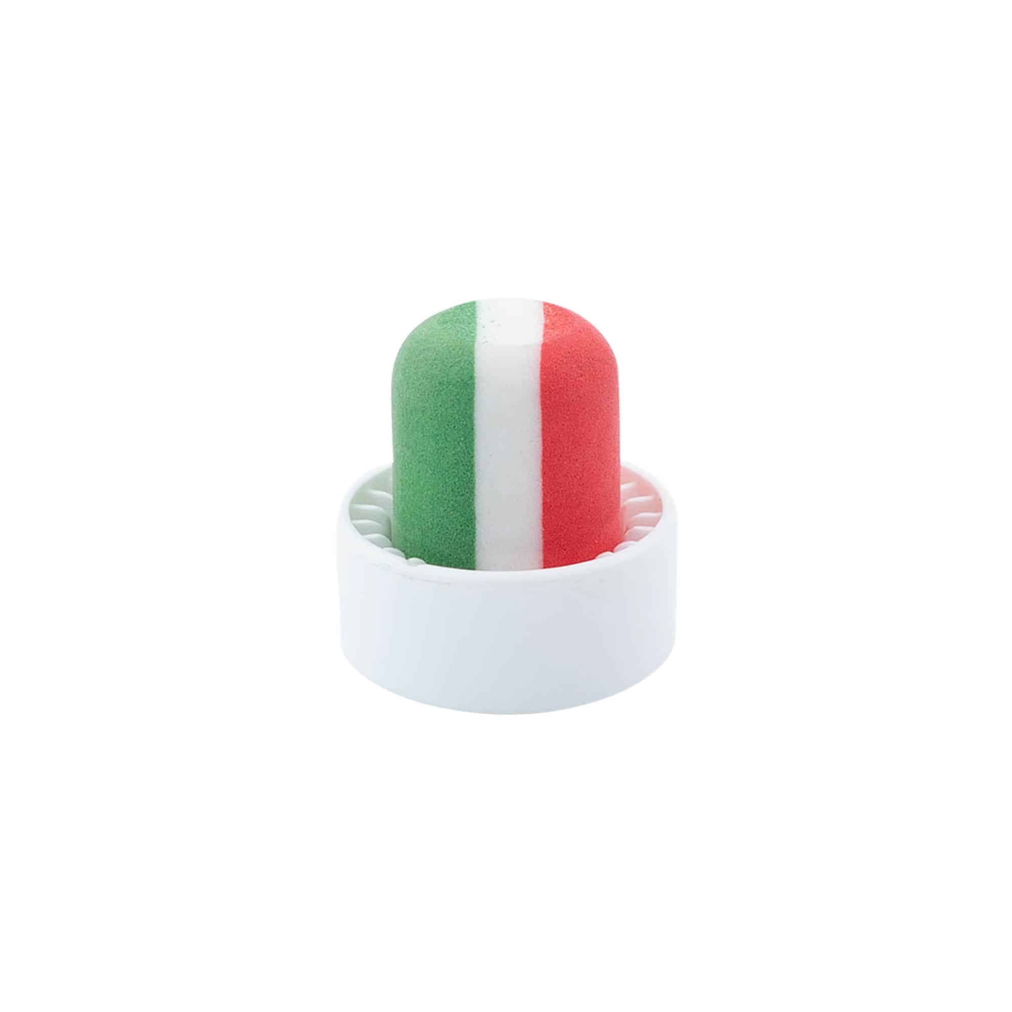 Bouchon à poignée 19 mm 'Italie', plastique, multicolore, pour col : liège