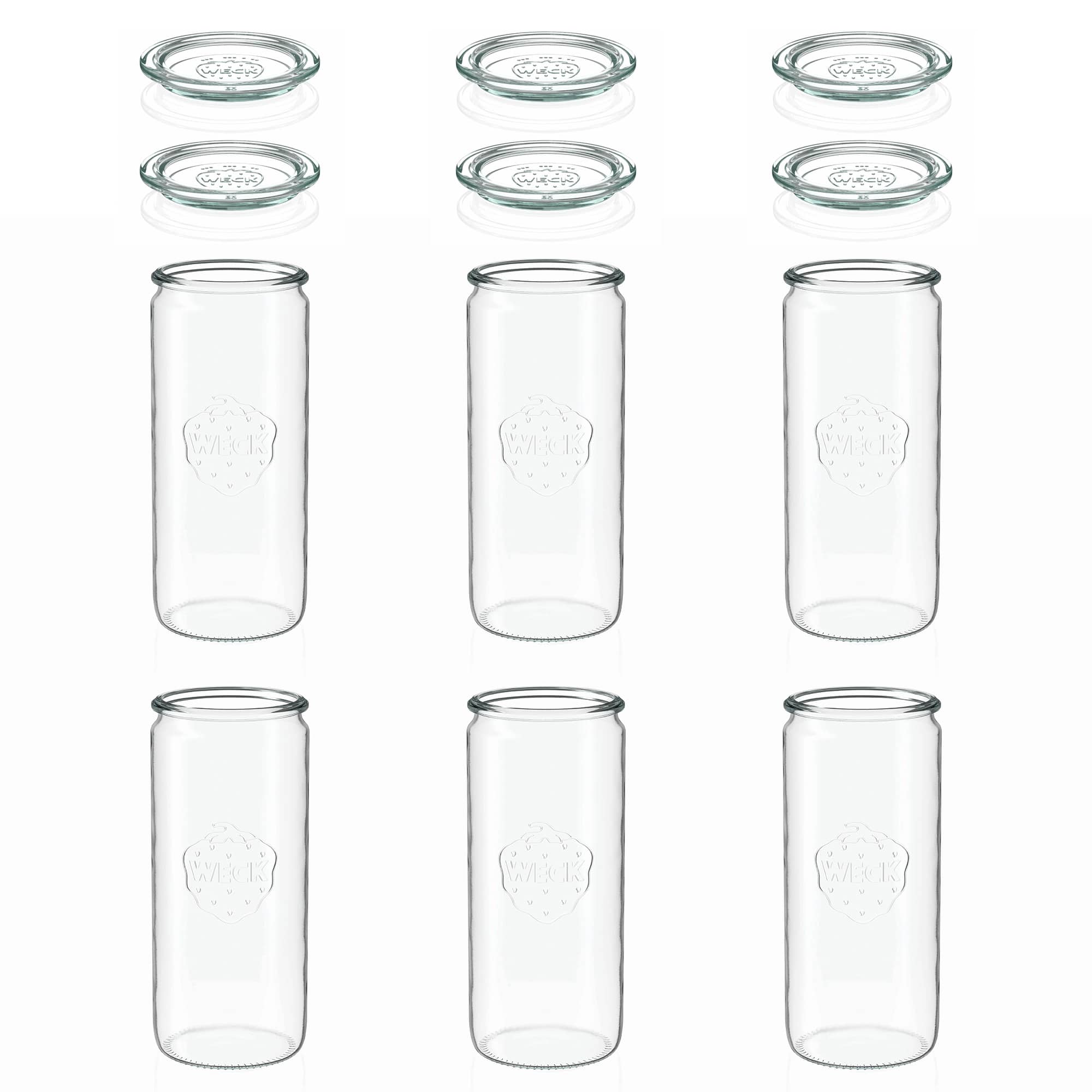 6x 1040 ml verre cylindrique WECK avec couvercle en verre RR 80