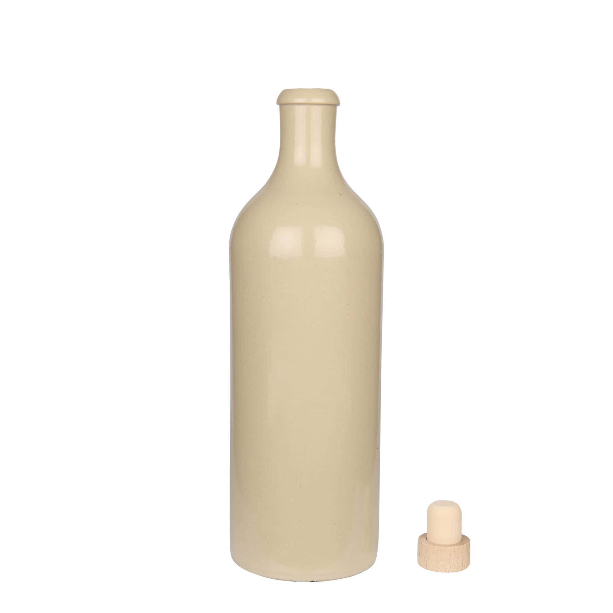 Cruche en grès de 750 ml, beige, ouverture : bouchon en liège