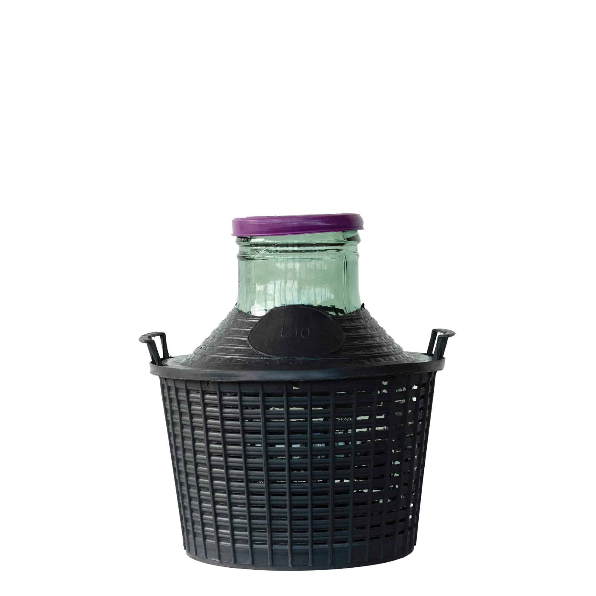 Bouteille ballon de 10 l à large col, en verre, ouverture : couvercle à emboîtement