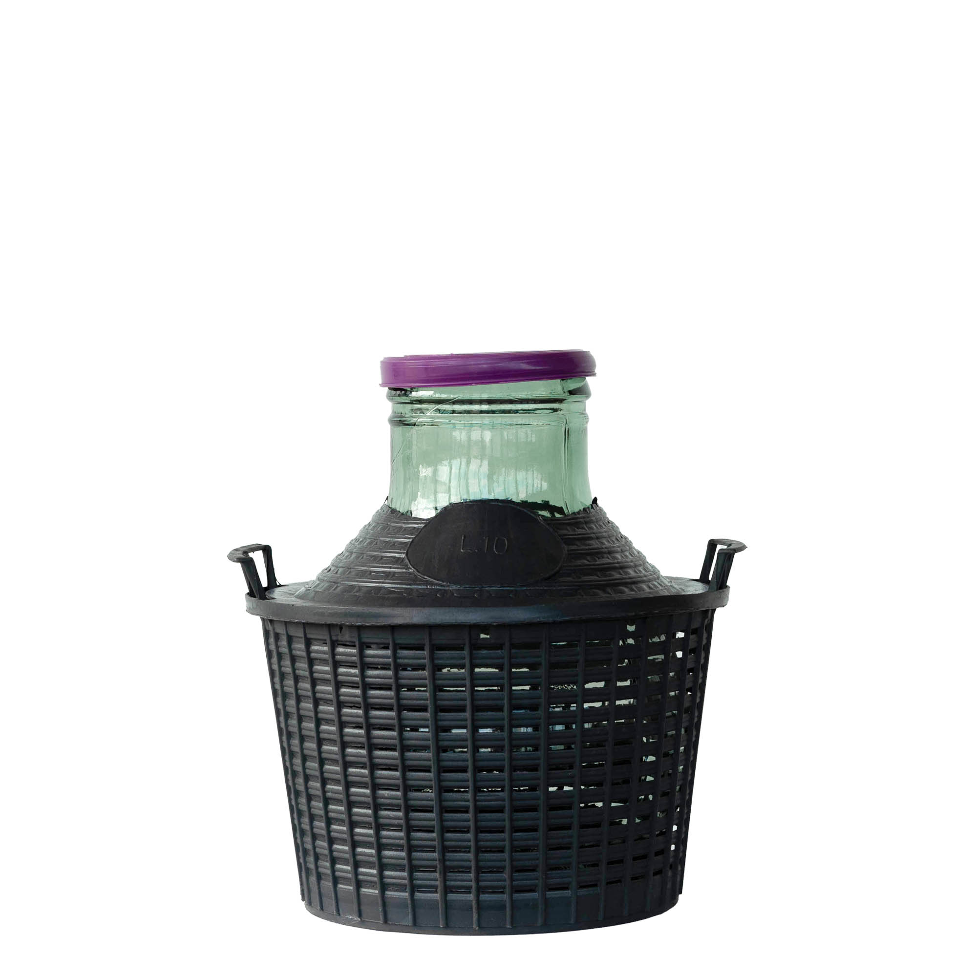 Bouteille ballon de 10 l à large col, en verre, ouverture : couvercle à emboîtement