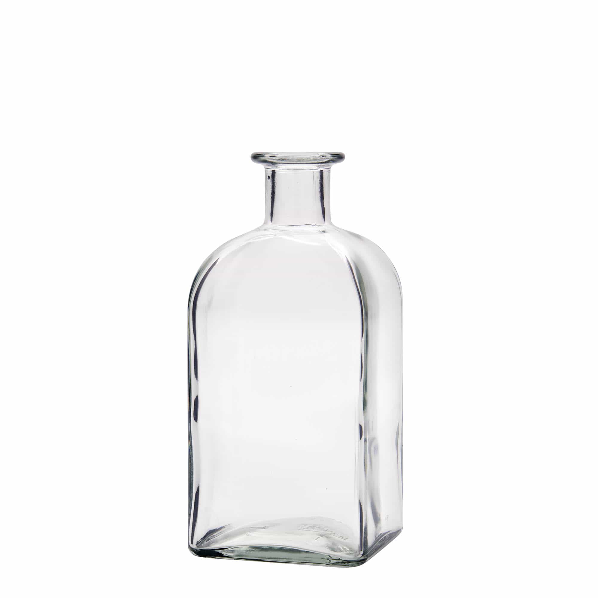 Bouteille en verre 500 ml Apotheker Carré, carrée, ouverture : liège Bouteille en verre 500 ml Apotheker Carré, carrée, ouverture : liège