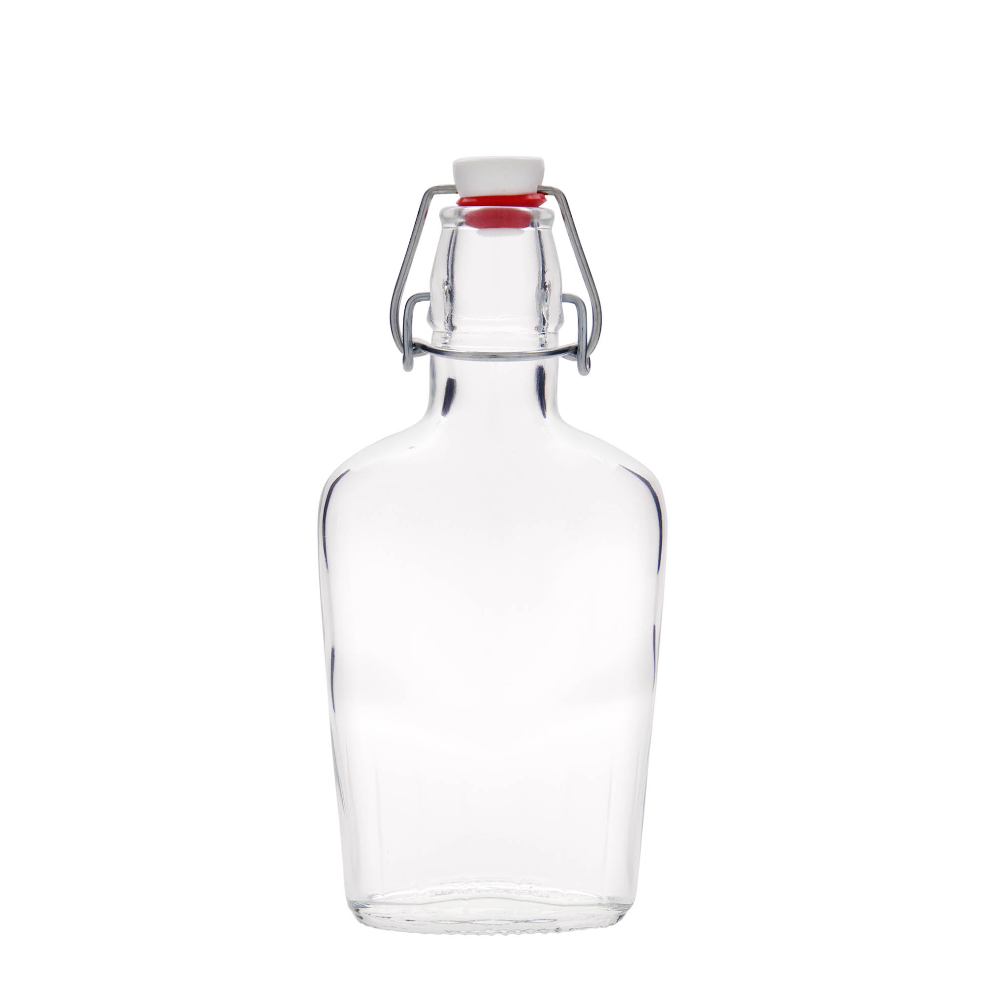 Bouteille en verre 250 ml « Fiaschetta », ovale, ouverture : fermeture à bascule