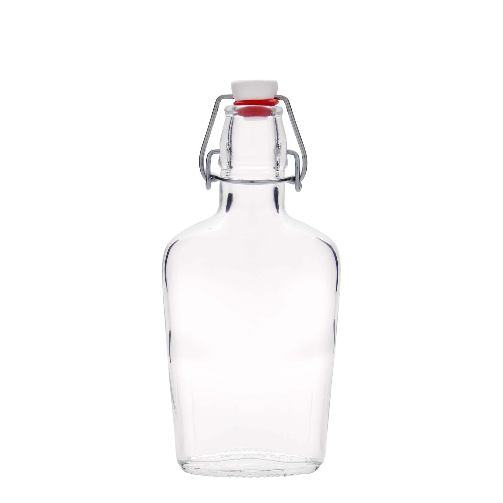 Bouteille en verre 250 ml « Fiaschetta », ovale, ouverture : fermeture à bascule