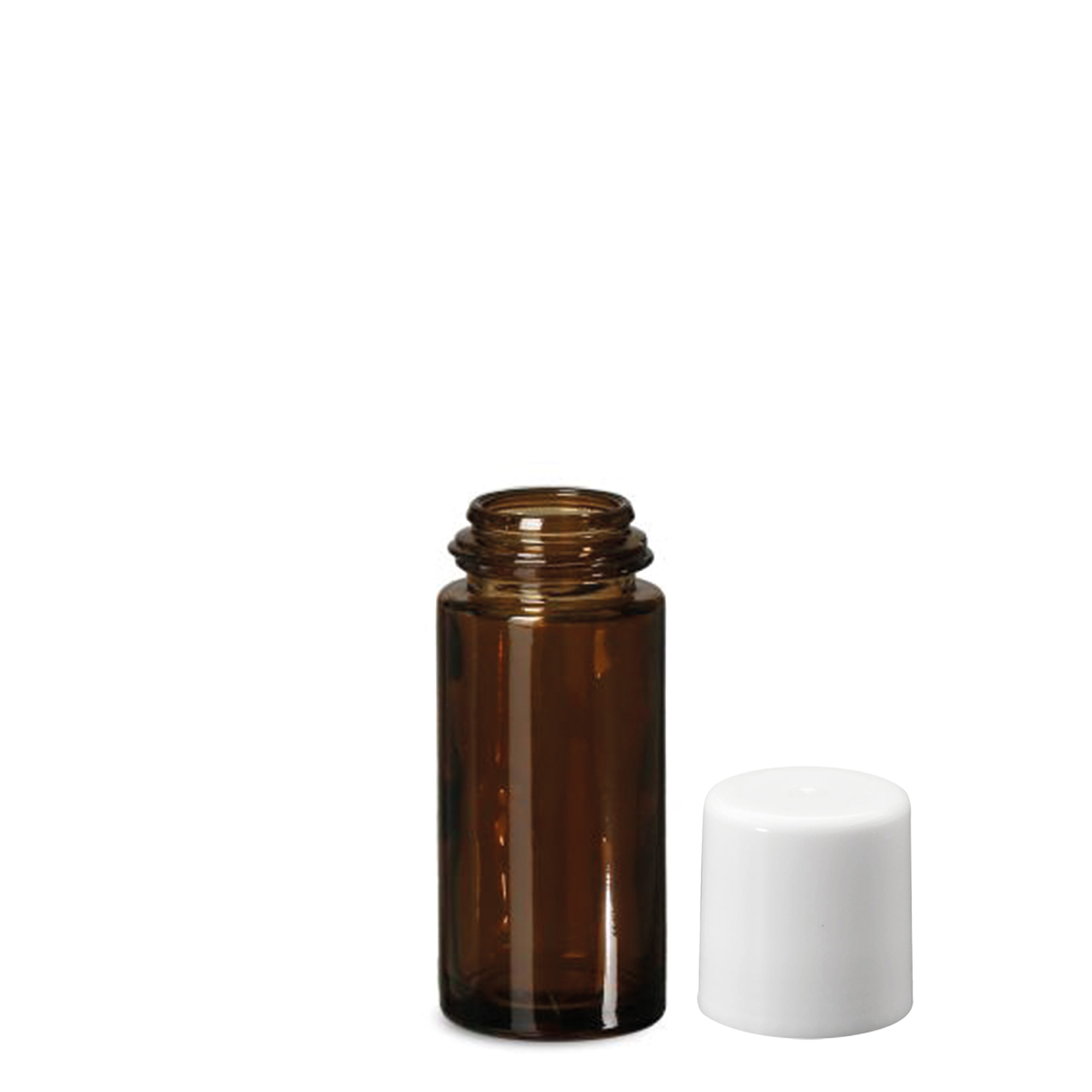 Flacon roll-on 50 ml, verre, brun, ouverture : bouchon à vis