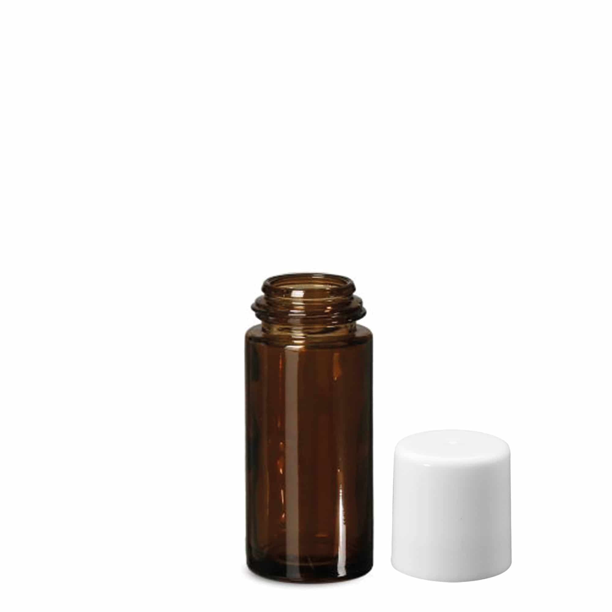 Flacon roll-on 50 ml, verre, brun, ouverture : bouchon à vis
