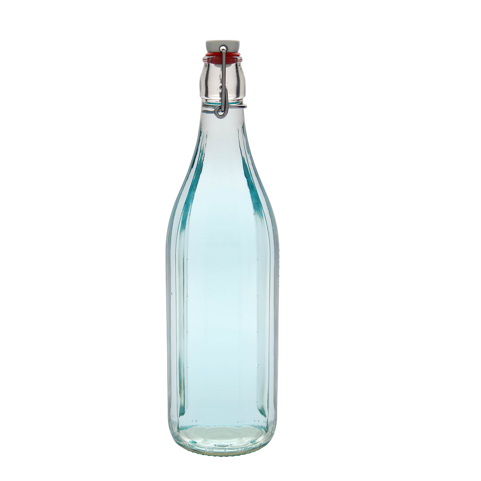 Bouteille en verre 1.000 ml 'Bravo' #, à dix pans, ouverture : fermeture à bascule Bouteille en verre 1.000 ml 'Bravo' #, à dix pans, ouverture : fermeture à bascule
