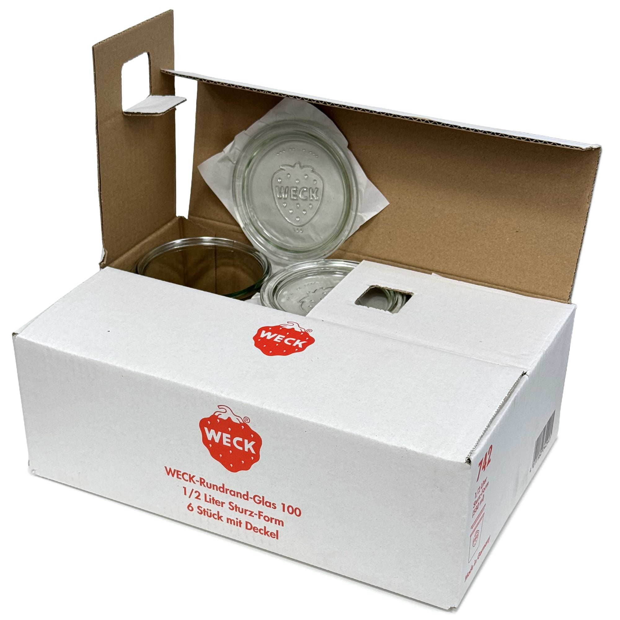 6x 580 ml bocal WECK à renversement avec couvercle en verre RR 100