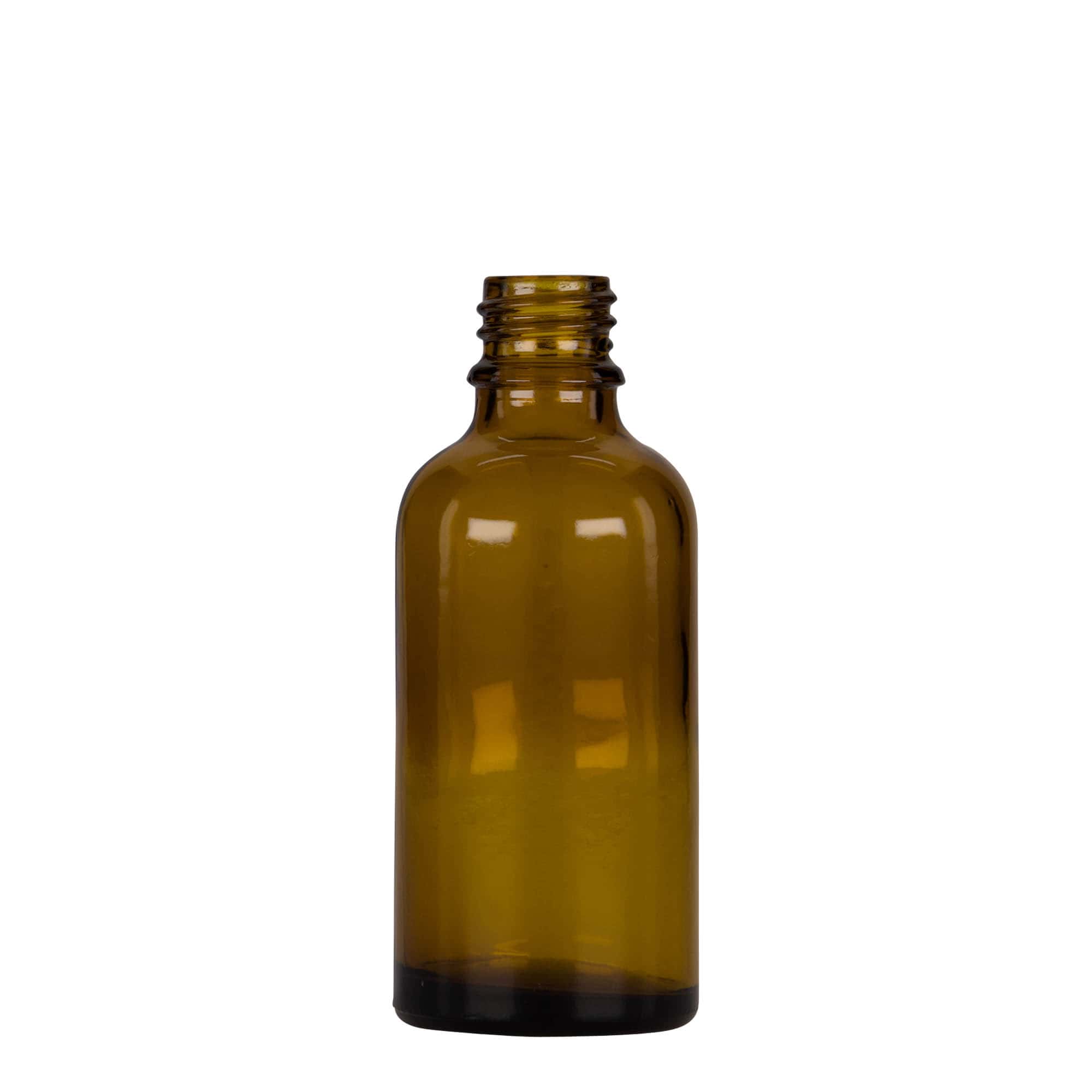 Flacon compte-gouttes 50 ml Médical, verre, brun-noir, embouchure : DIN 18