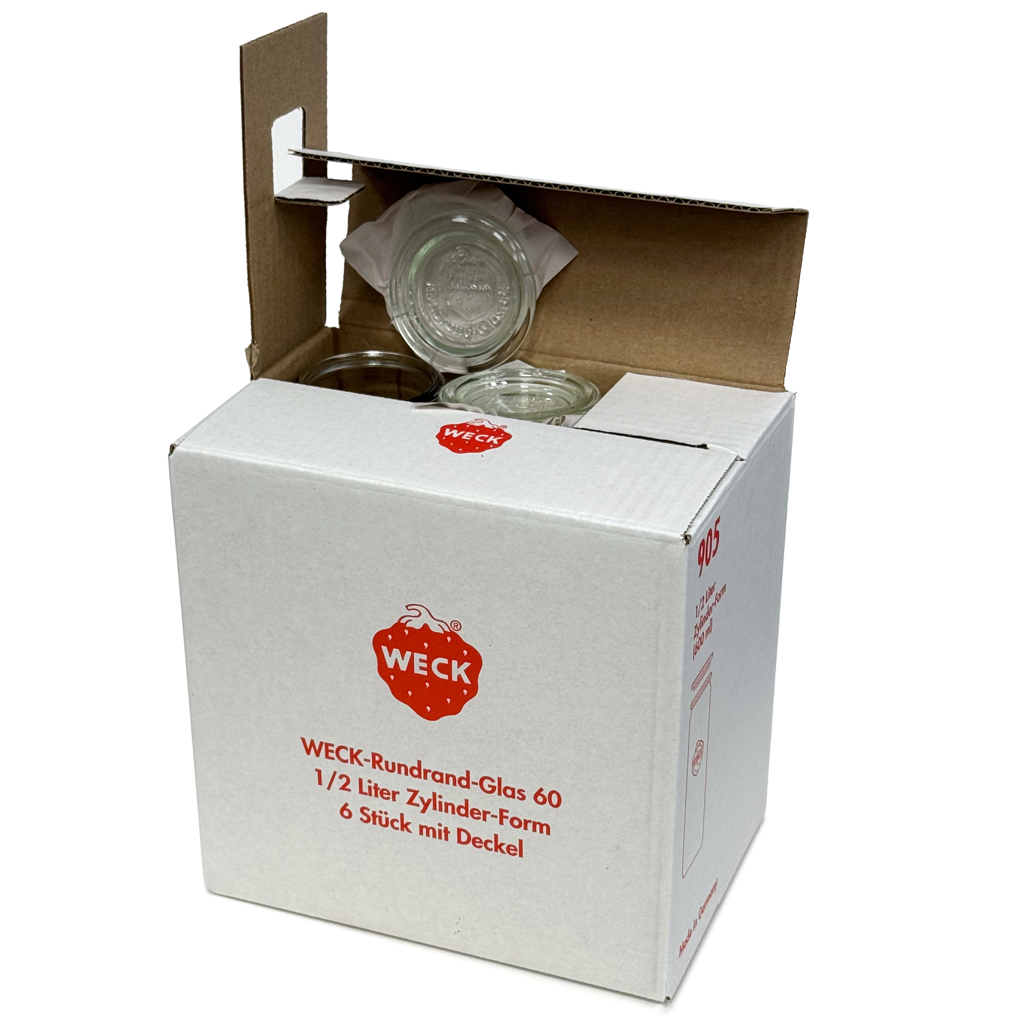 6x 600 ml verre cylindrique WECK avec couvercle en verre RR 60