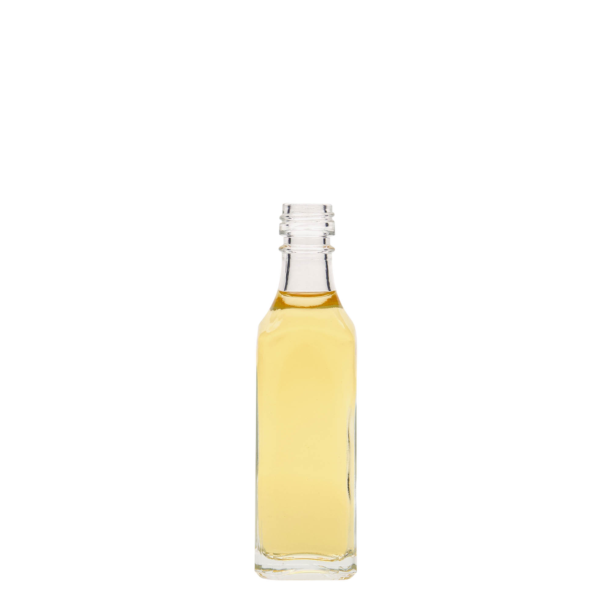 Flacon en verre 50 ml 'Siena', carré, ouverture : PP 18 Flacon en verre 50 ml 'Siena', carré, ouverture : PP 18