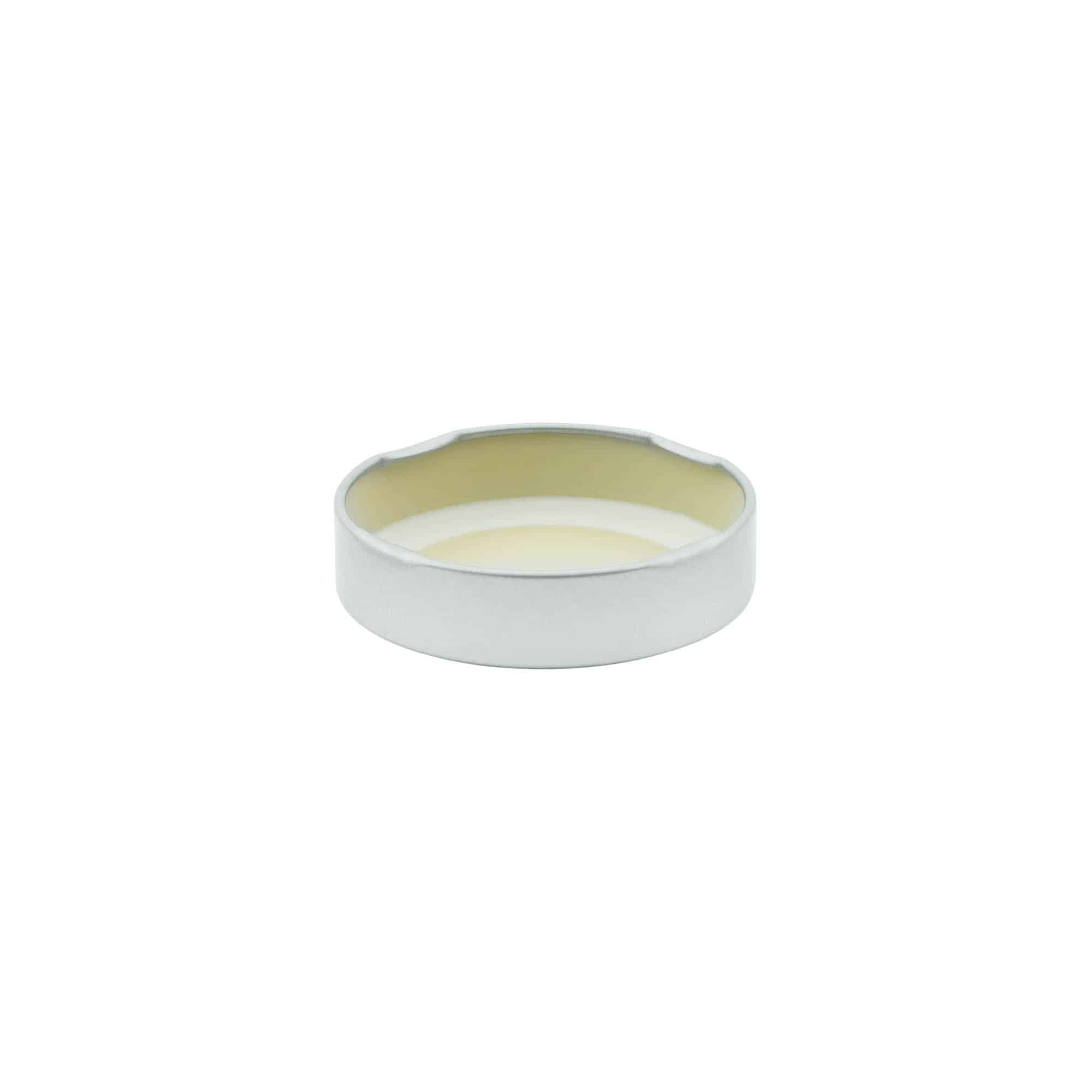 Bouchon à vis profond, tôle blanche, argenté, pour ouverture : Deep-TO 58