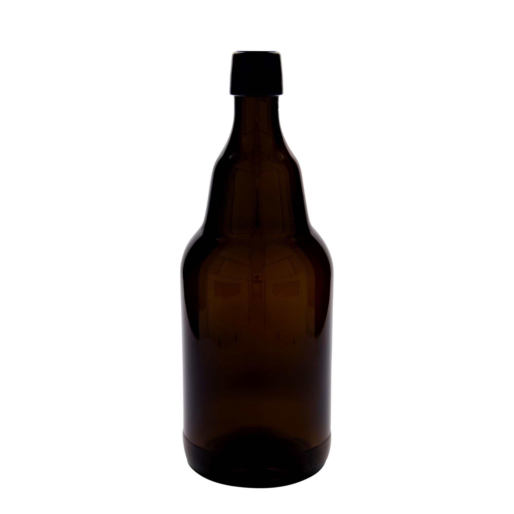 Bouteille de bière 2 000 ml, verre, brun, ouverture : fermeture à levier