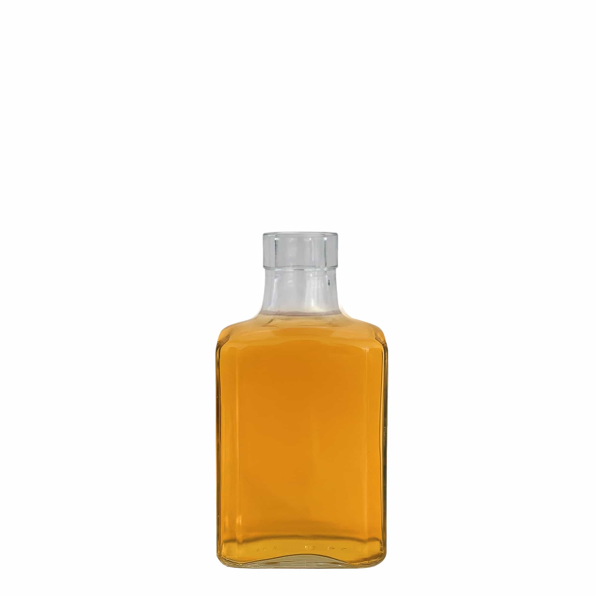 Bouteille en verre 250 ml « Decanter Quadro Oberband », carrée, ouverture : bouchon en liège