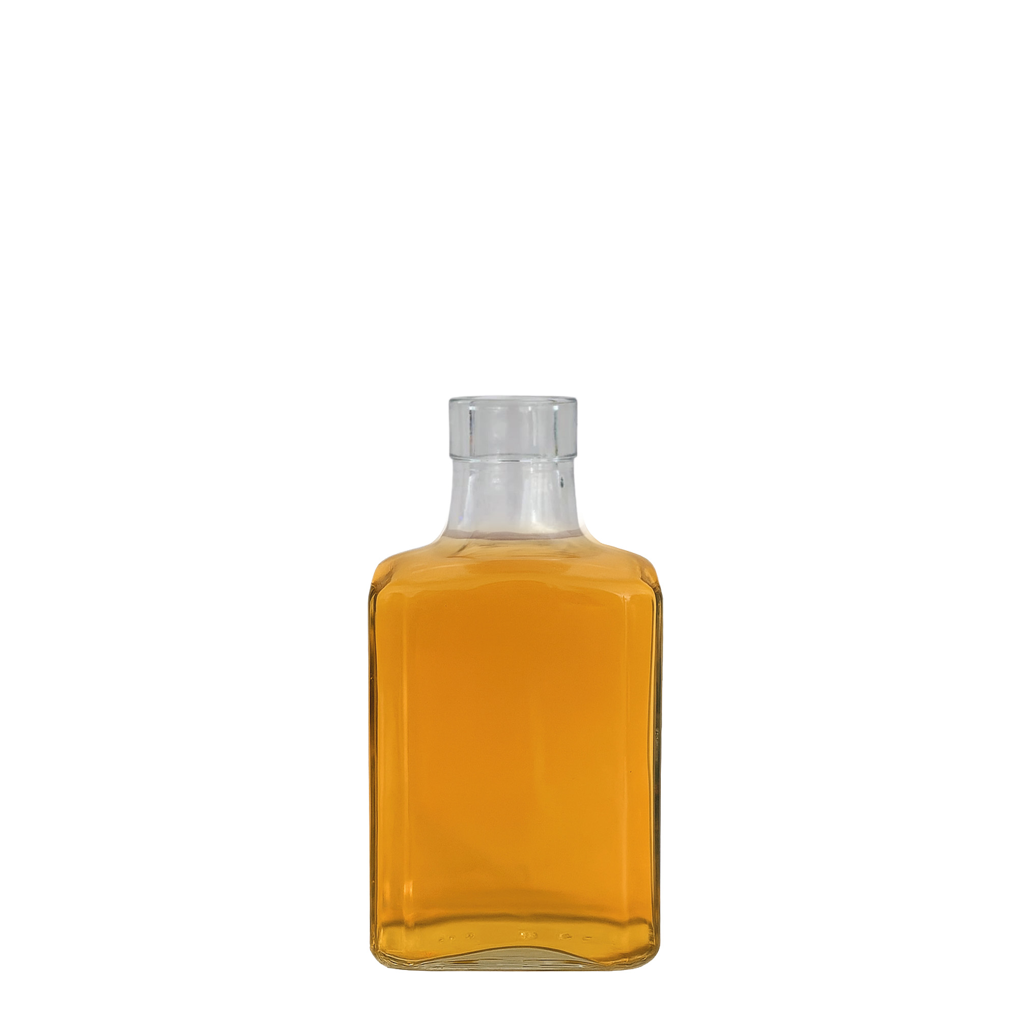 Bouteille en verre 250 ml « Decanter Quadro Oberband », carrée, ouverture : bouchon en liège Bouteille en verre 250 ml « Decanter Quadro Oberband », carrée, ouverture : bouchon en liège