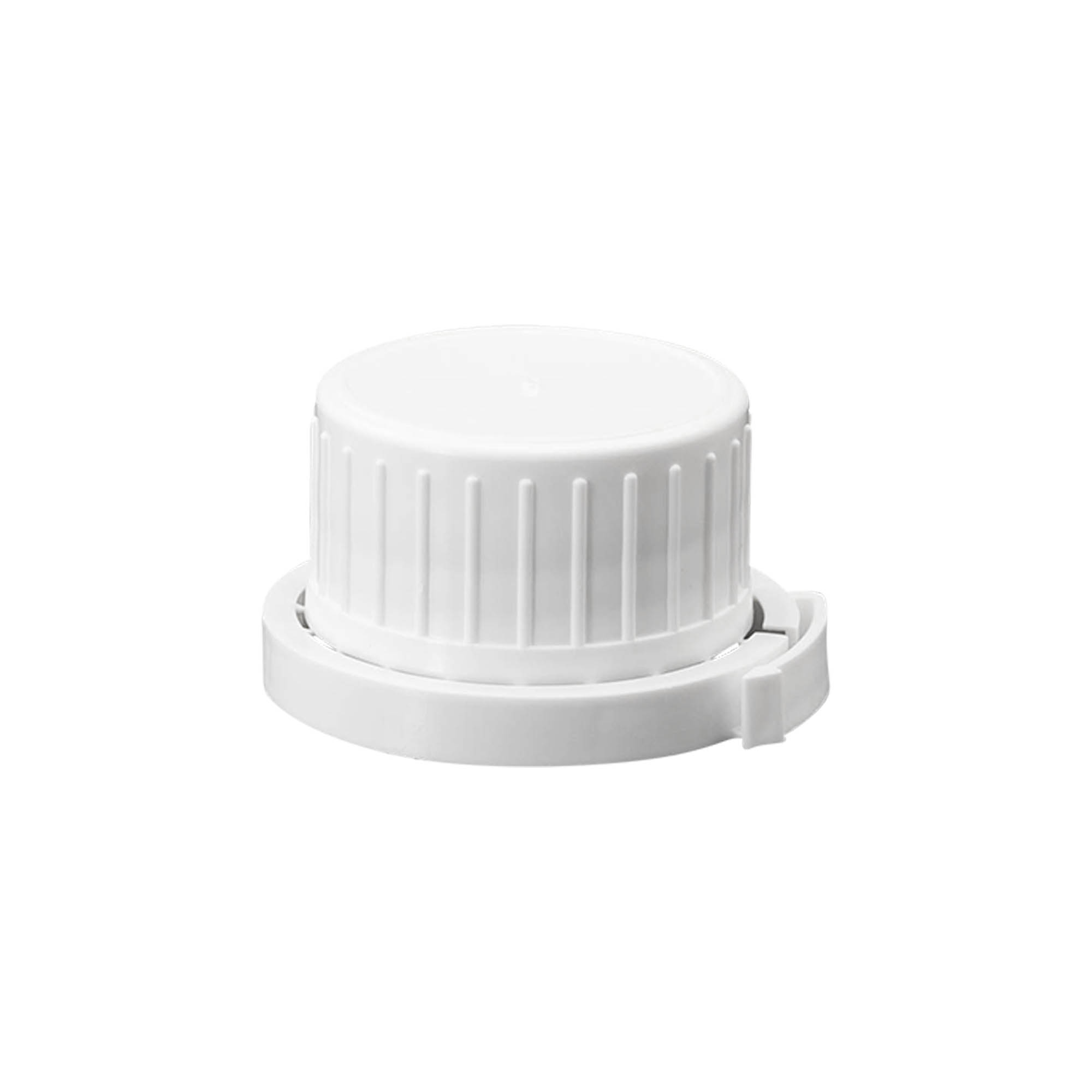Bouchon à vis pour bouteille en aluminium, plastique PP, blanc, pour ouverture : DIN 32