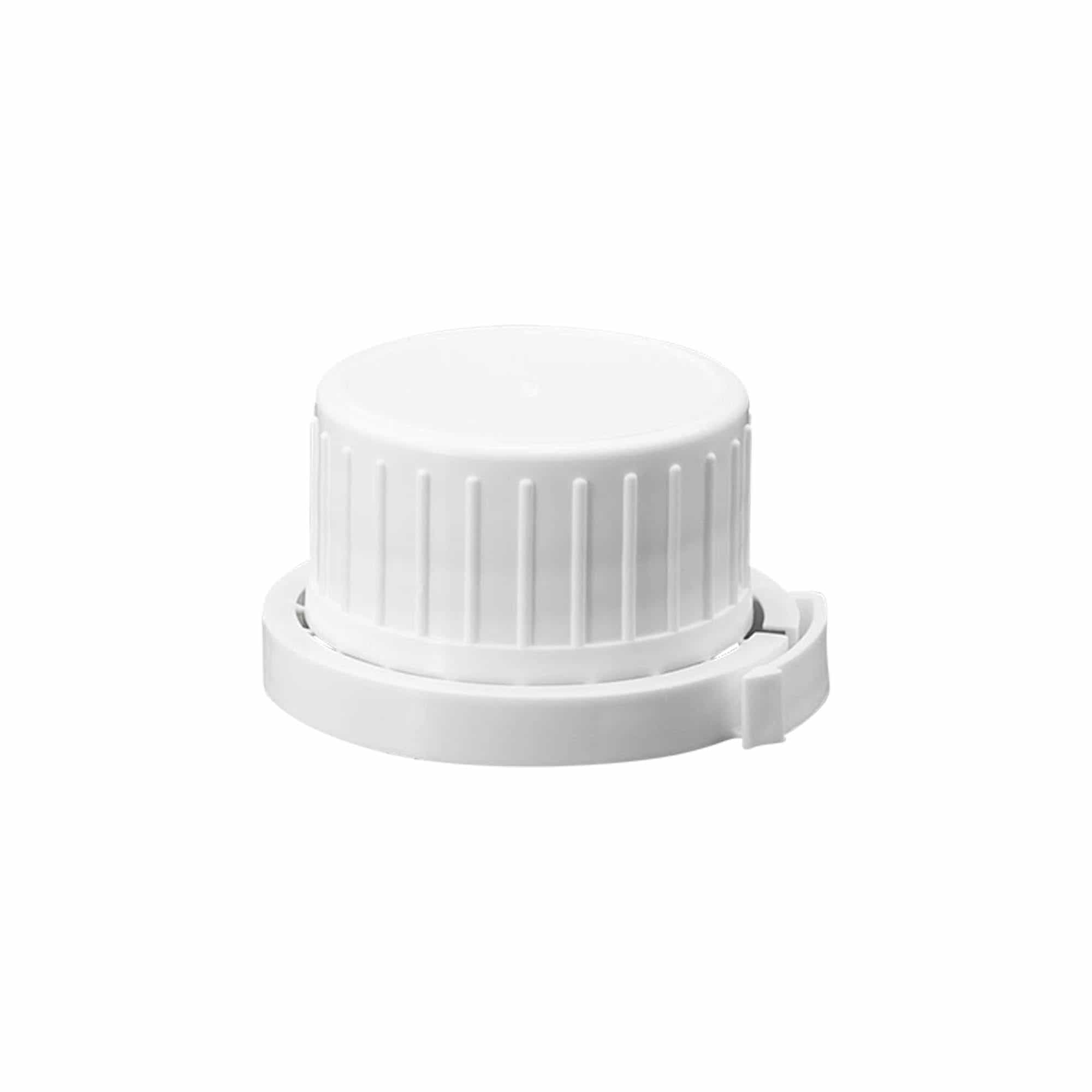 Bouchon à vis pour bouteille en aluminium, plastique PP, blanc, pour ouverture : DIN 32