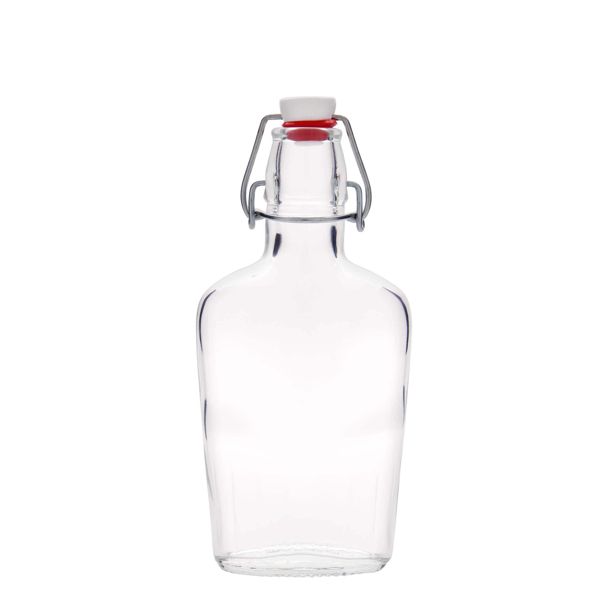 Bouteille en verre 250 ml 'Fiaschetta', ovale, col : bouchon mécanique