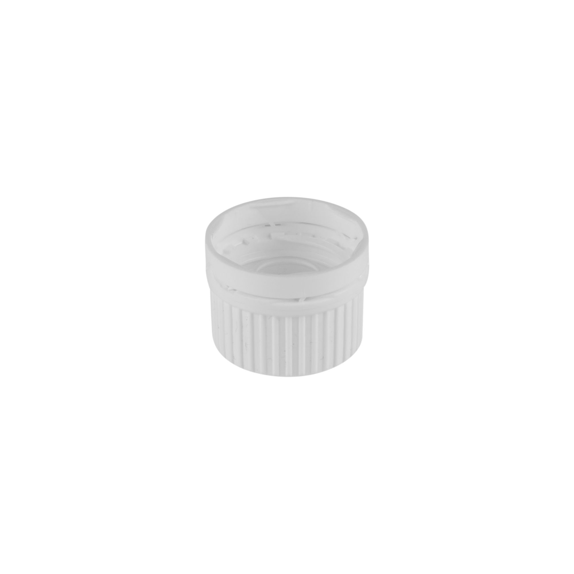 Bouchon à vis avec bague de coulée, plastique PE, blanc, pour ouverture : DIN 22