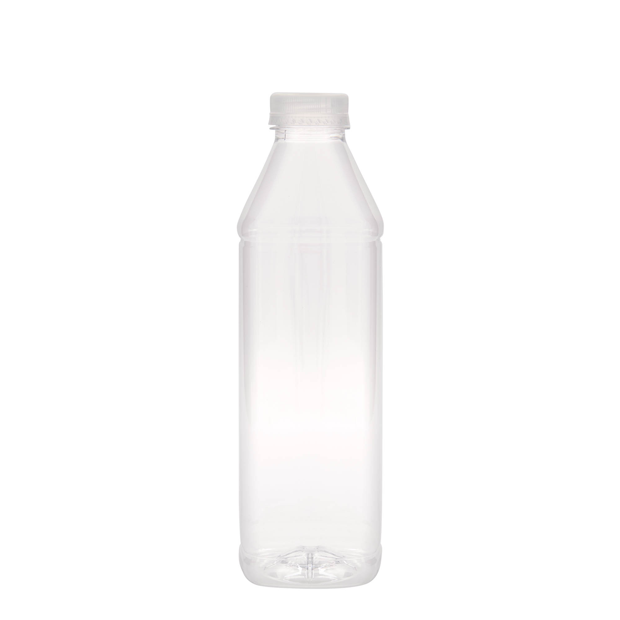 1 000 ml bouteille PET « Milk and Juice Carré », carrée, plastique, ouverture : 38 mm