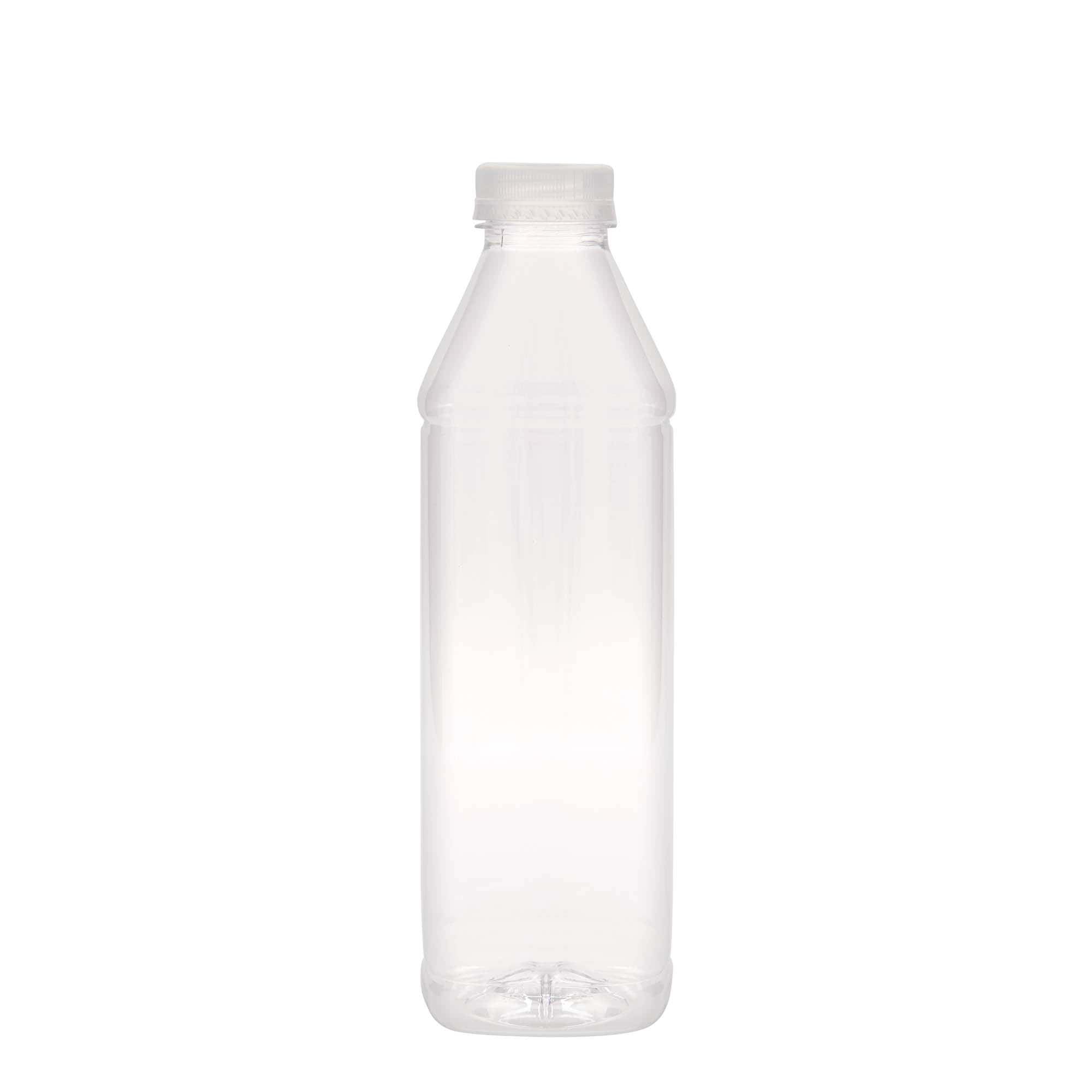 1 000 ml bouteille PET « Milk and Juice Carré », carrée, plastique, ouverture : 38 mm