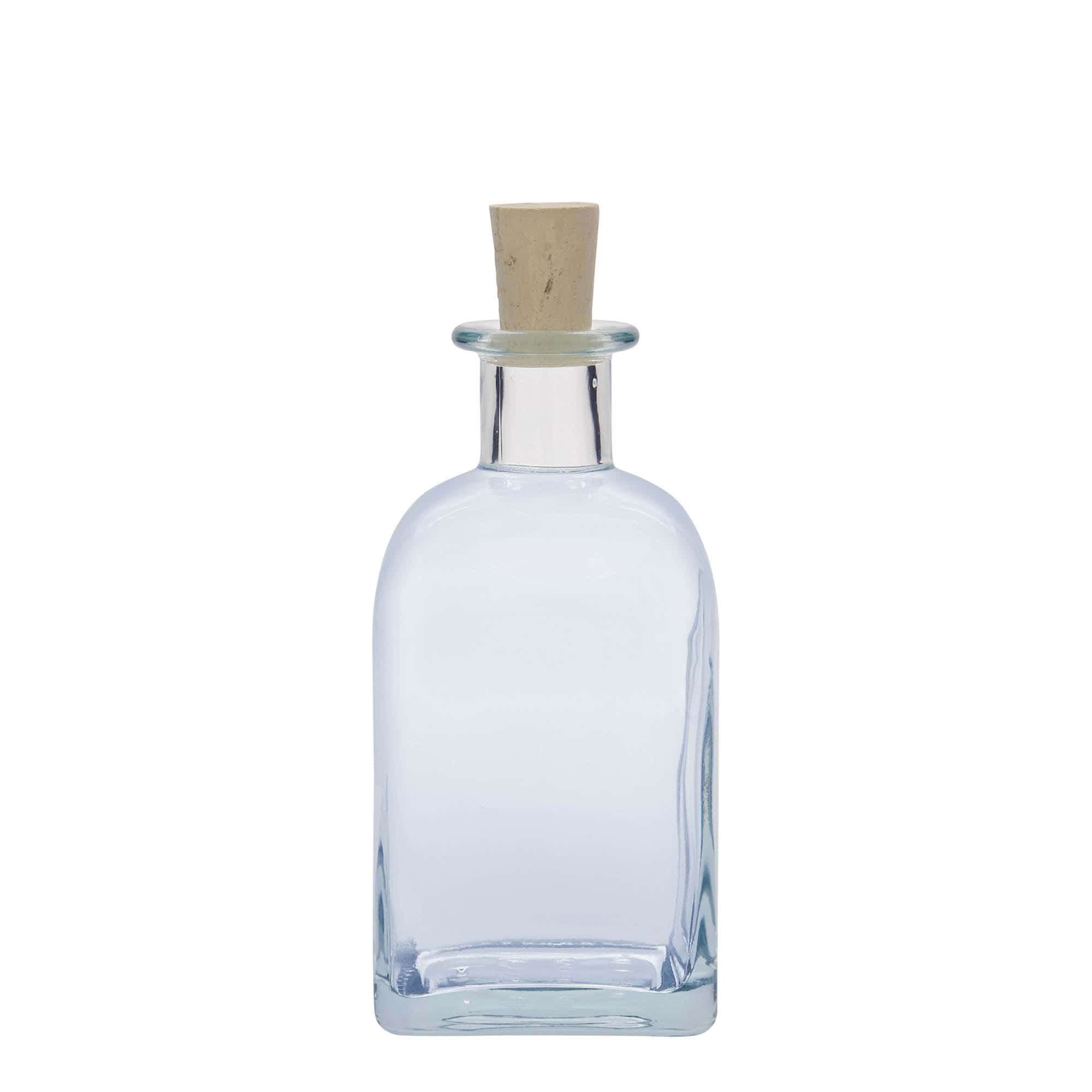 Bouteille en verre apothicaire 'Carré', carrée 350 ml, col : liège
