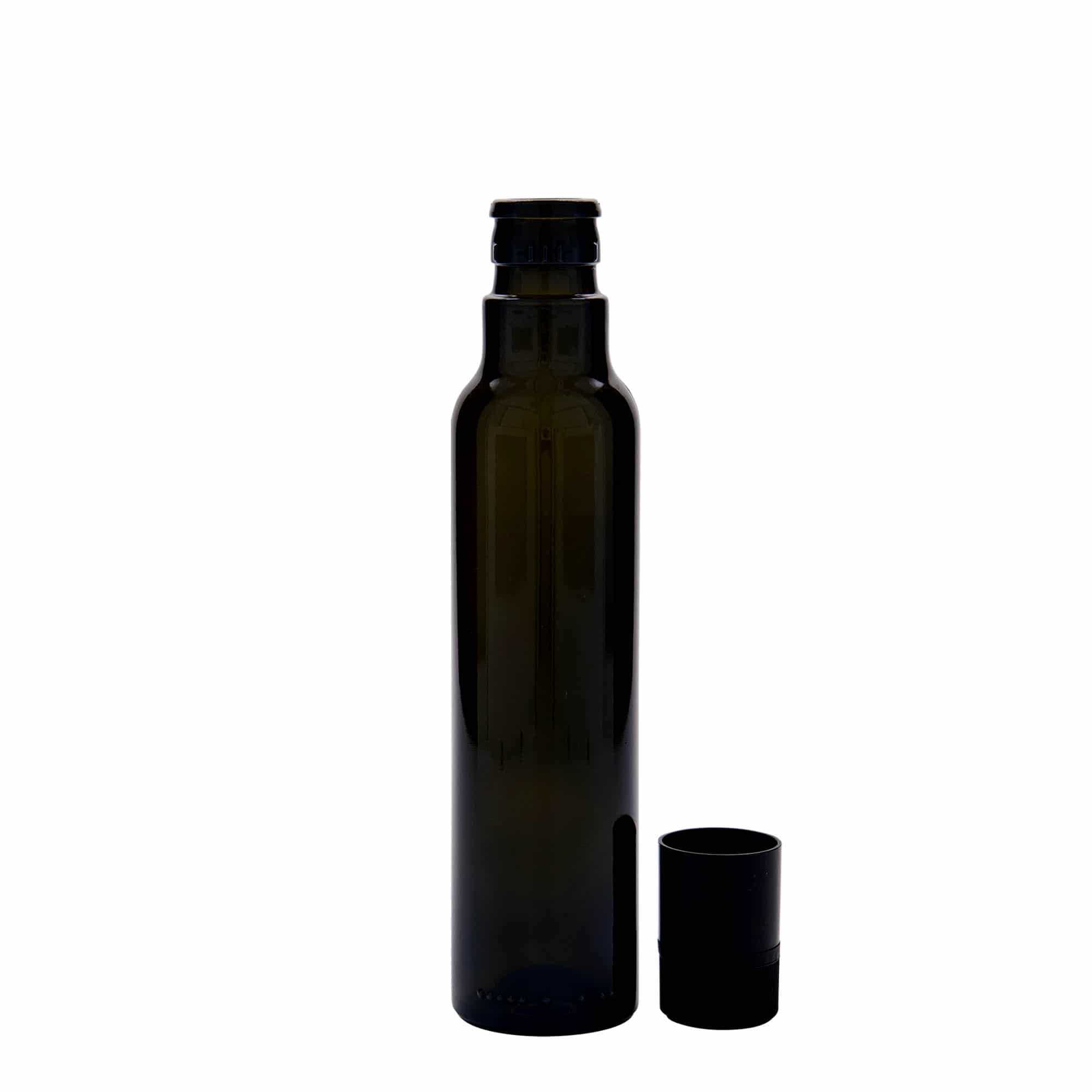 Bouteille de vinaigre / d’huile 250 ml 'Willy New', verre, vert antique, bouchage: DOP