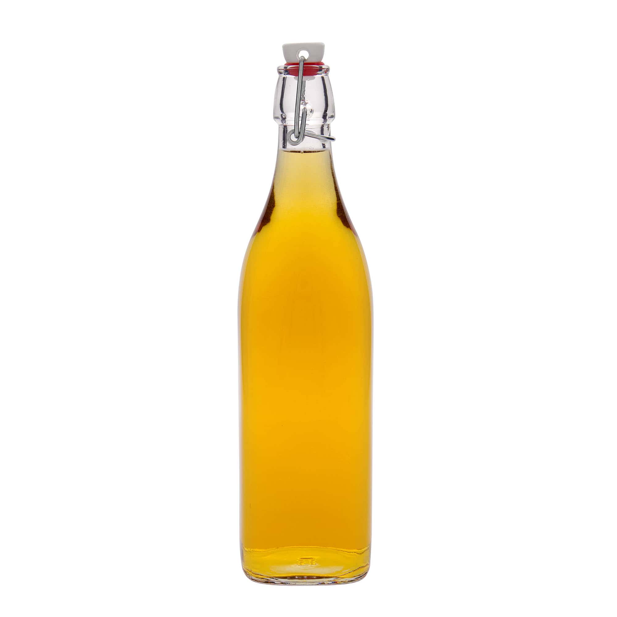 Bouteille en verre 1 000 ml « Swing », carrée, ouverture : fermeture à levier