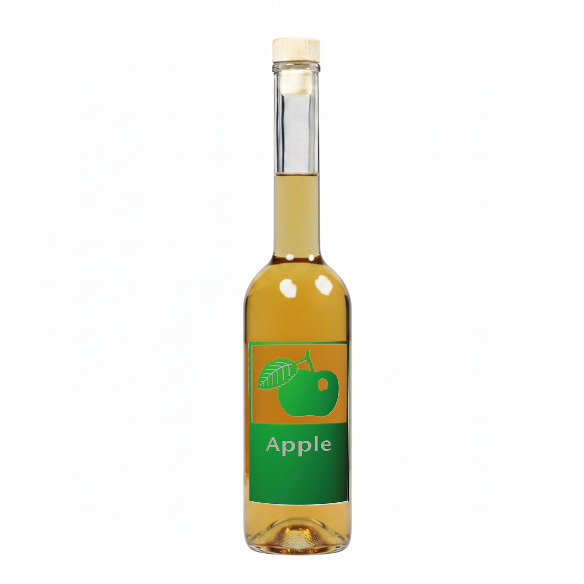 Bouteille en verre 500 ml 'Opera', motif : Pomme, ouverture : liège