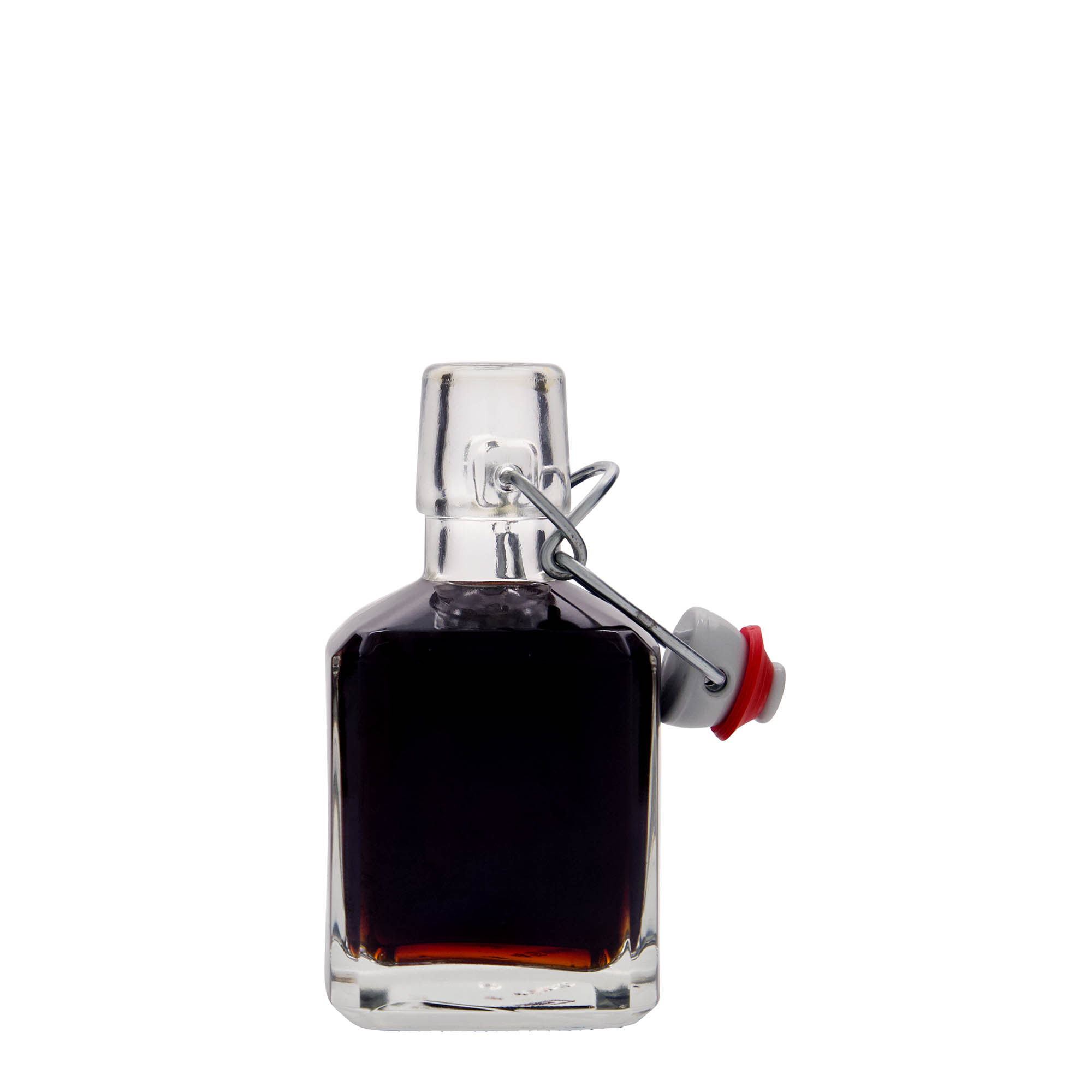 Bouteille en verre 200 ml 'Kubica', carrée, ouverture : fermeture à bascule Bouteille en verre 200 ml 'Kubica', carrée, ouverture : fermeture à bascule