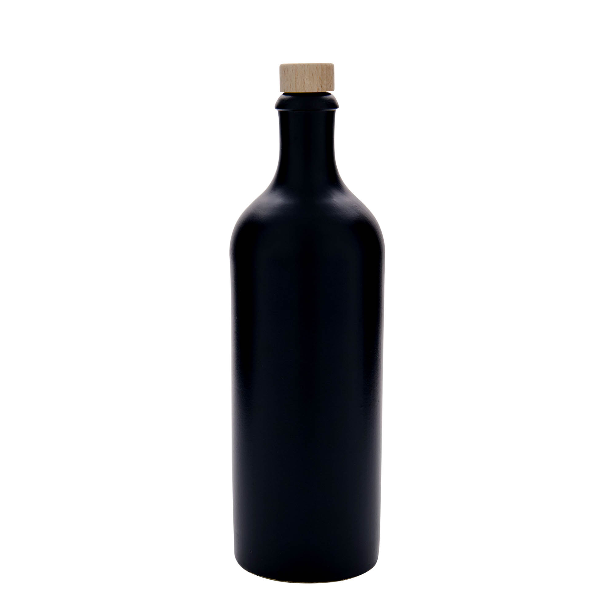 Cruche en grès de 750 ml, noire, ouverture : bouchon en liège