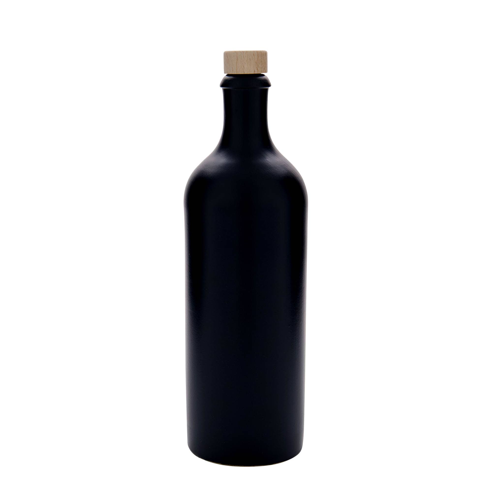 Cruche en grès de 750 ml, noire, ouverture : bouchon en liège