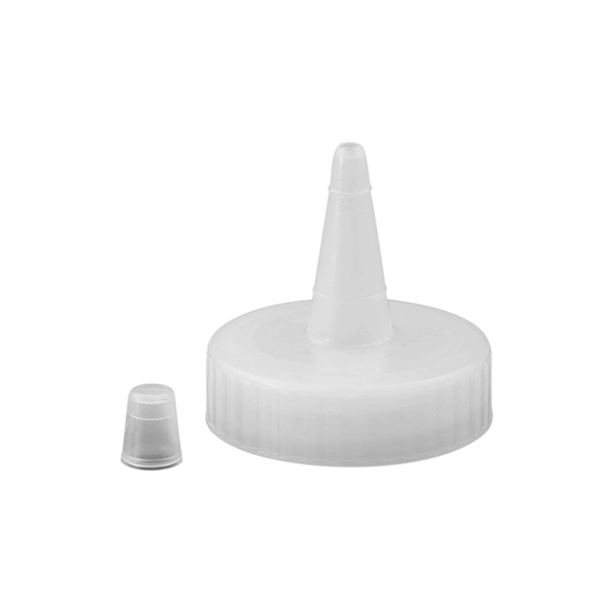 Bouchon à vis avec embout de pulvérisation, plastique PP, blanc, pour ouverture : 38/400