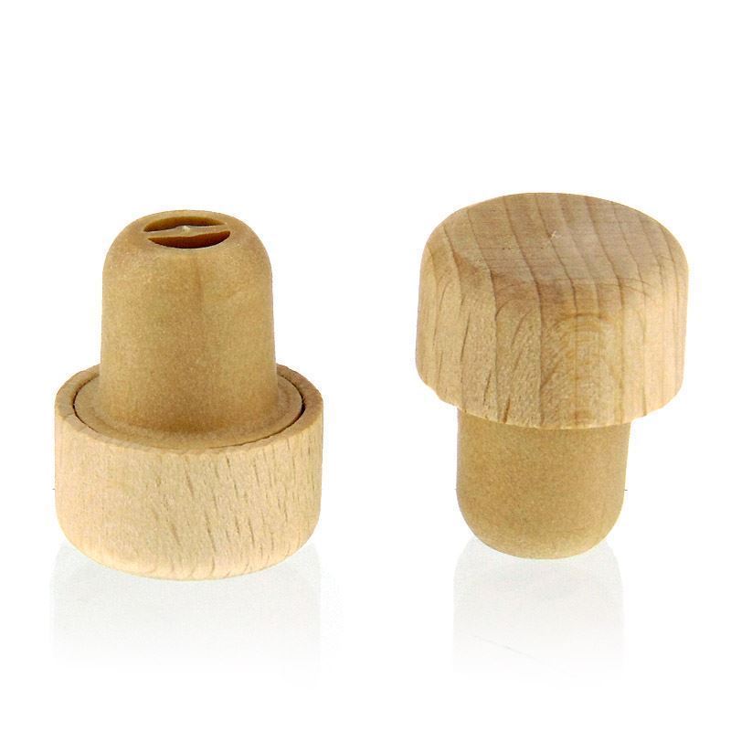 Bouchon à poignée avec ouverture doseuse 19 mm, bois/plastique, beige, pour embouchure : liège Bouchon à poignée avec ouverture doseuse 19 mm, bois/plastique, beige, pour embouchure : liège