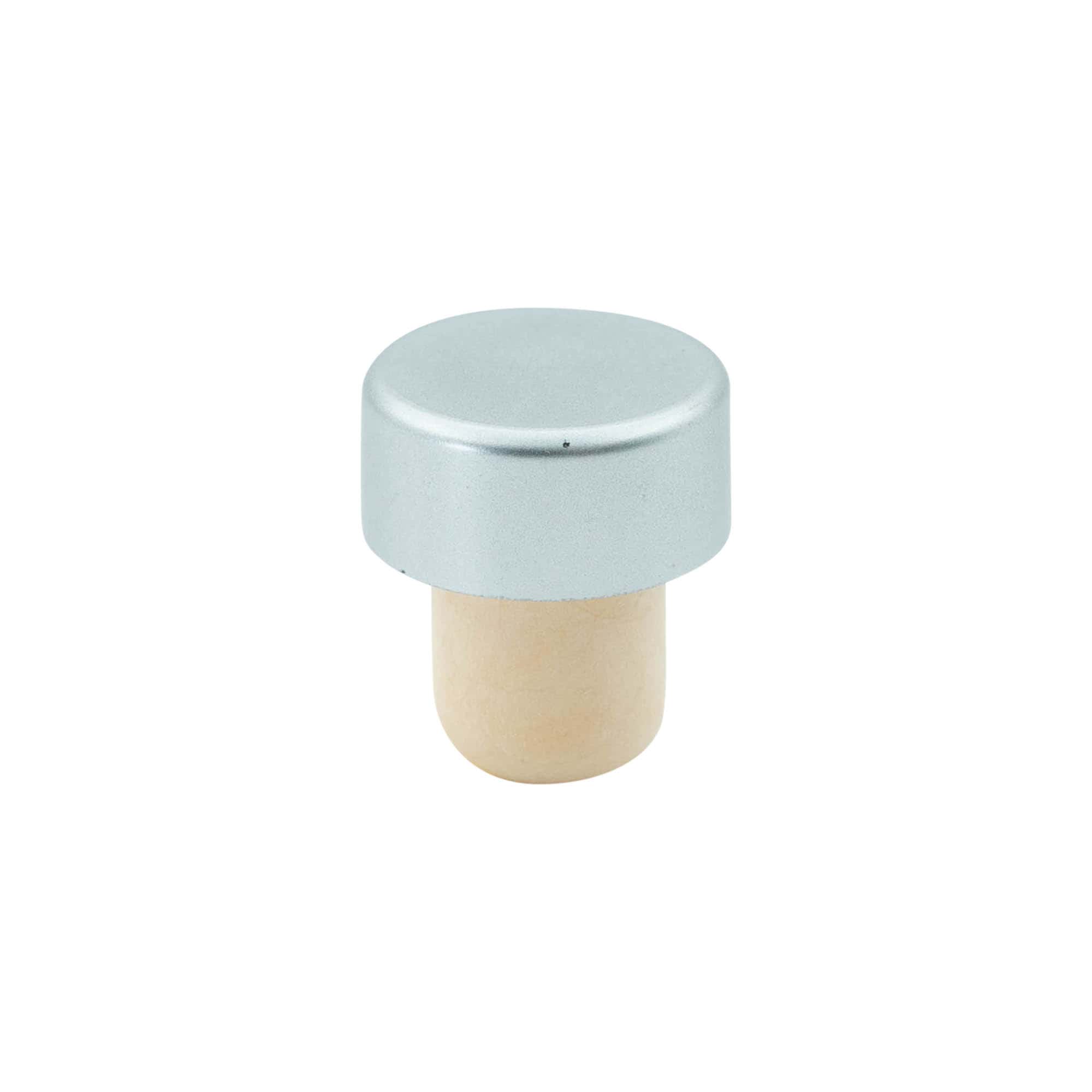 Bouchon à prise 19 mm, plastique, argenté, pour ouverture : liège Bouchon à prise 19 mm, plastique, argenté, pour ouverture : liège