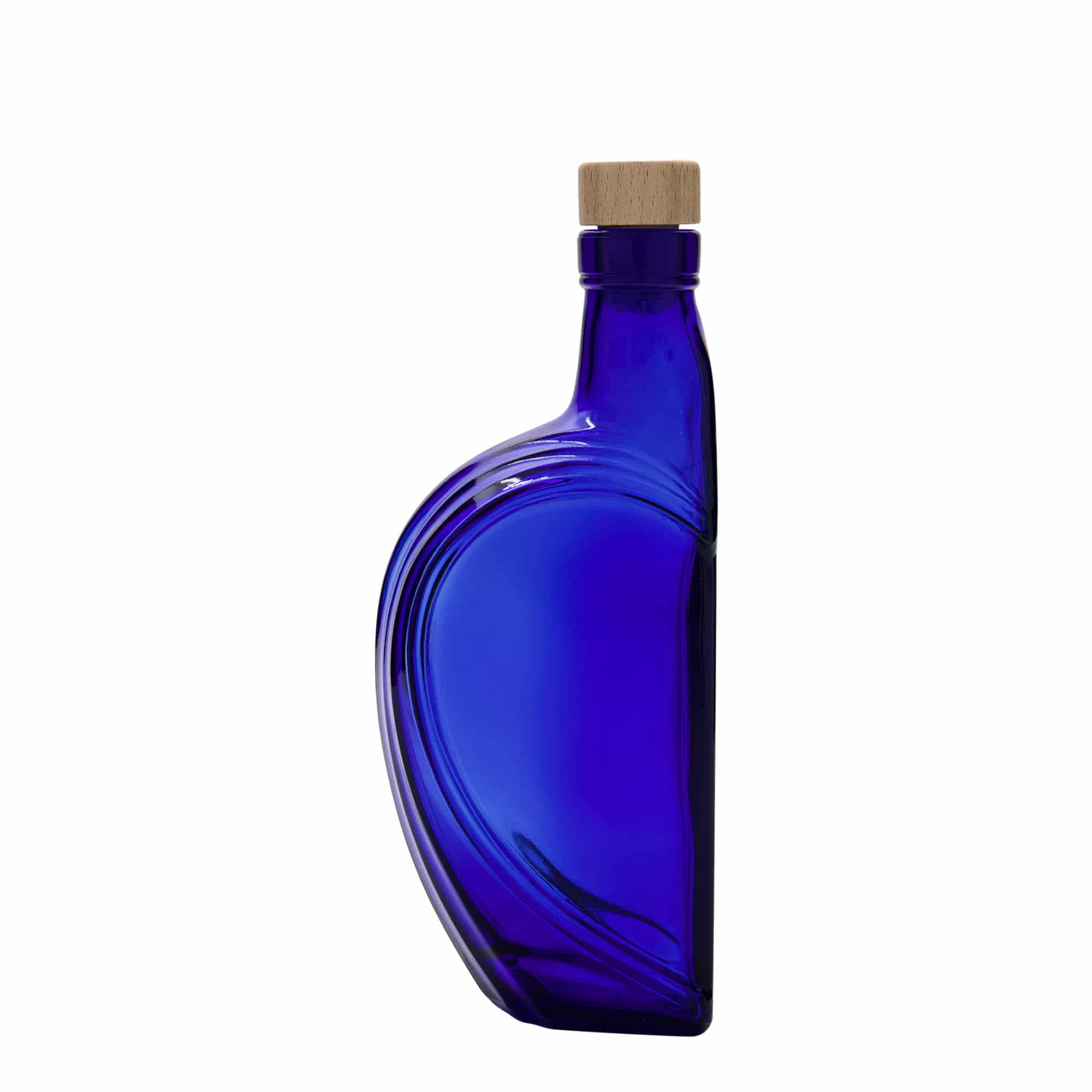 Bouteille en verre 375 ml 'Sweethearts', rectangulaire, bleu royal, ouverture : bouchon en liège