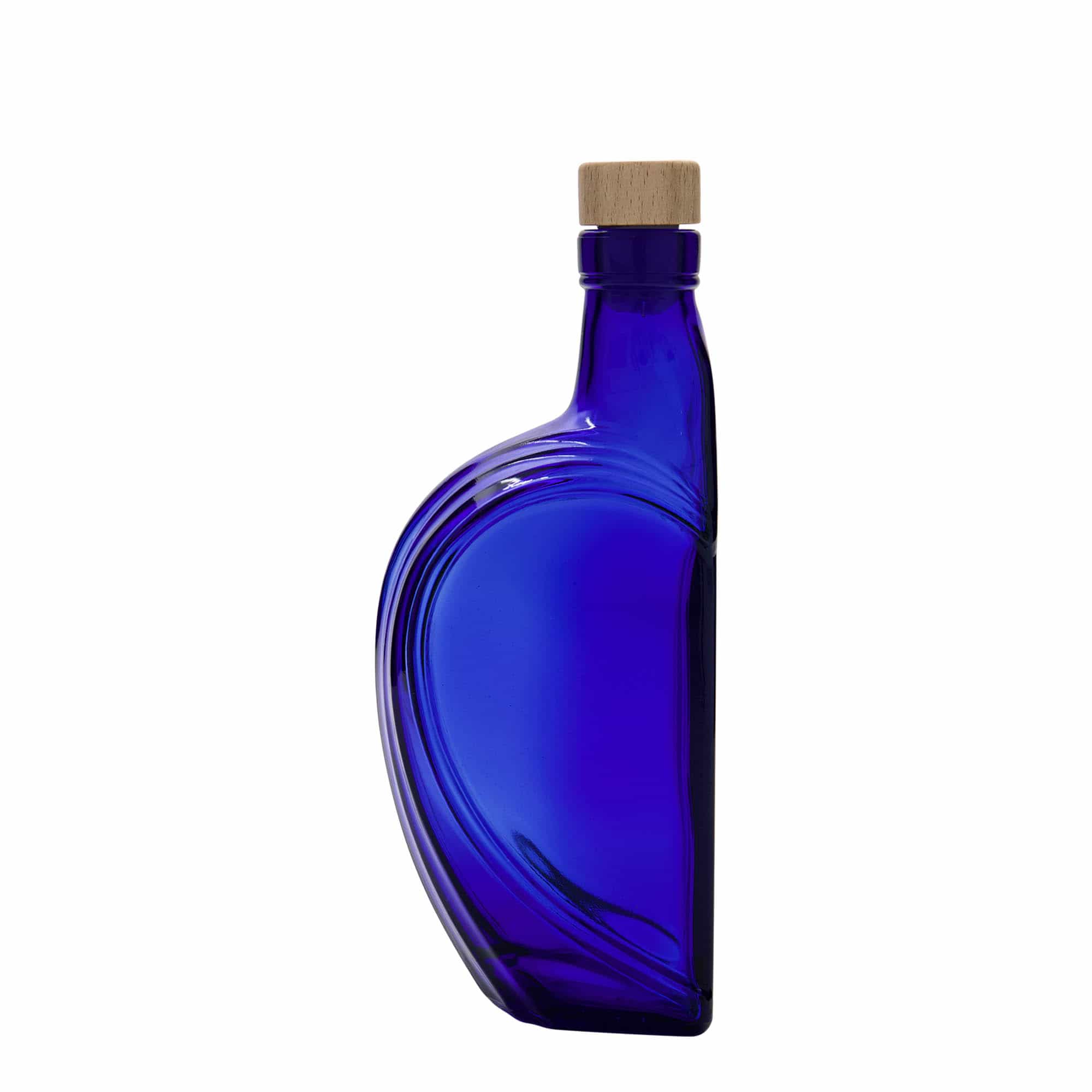 Bouteille en verre 375 ml 'Sweethearts', rectangulaire, bleu royal, ouverture : bouchon en liège