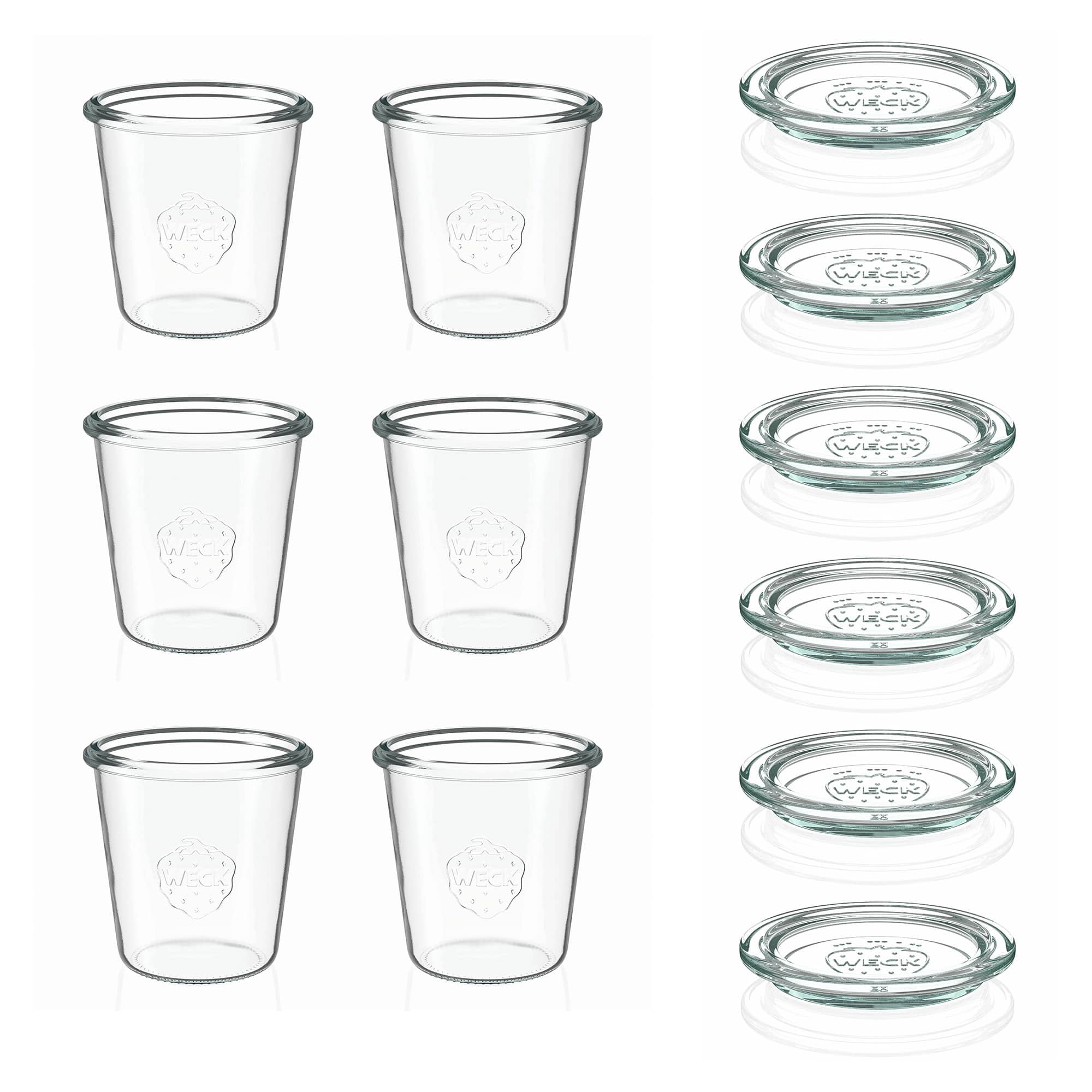 6x 290 ml bocal WECK à renversement haut avec couvercle en verre RR 80