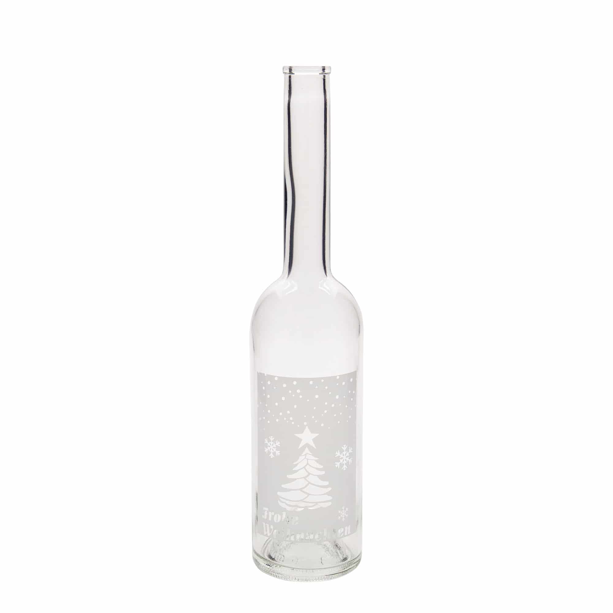 Bouteille en verre de 500 ml « Opera », motif : Noël blanc, ouverture : bouchon en liège