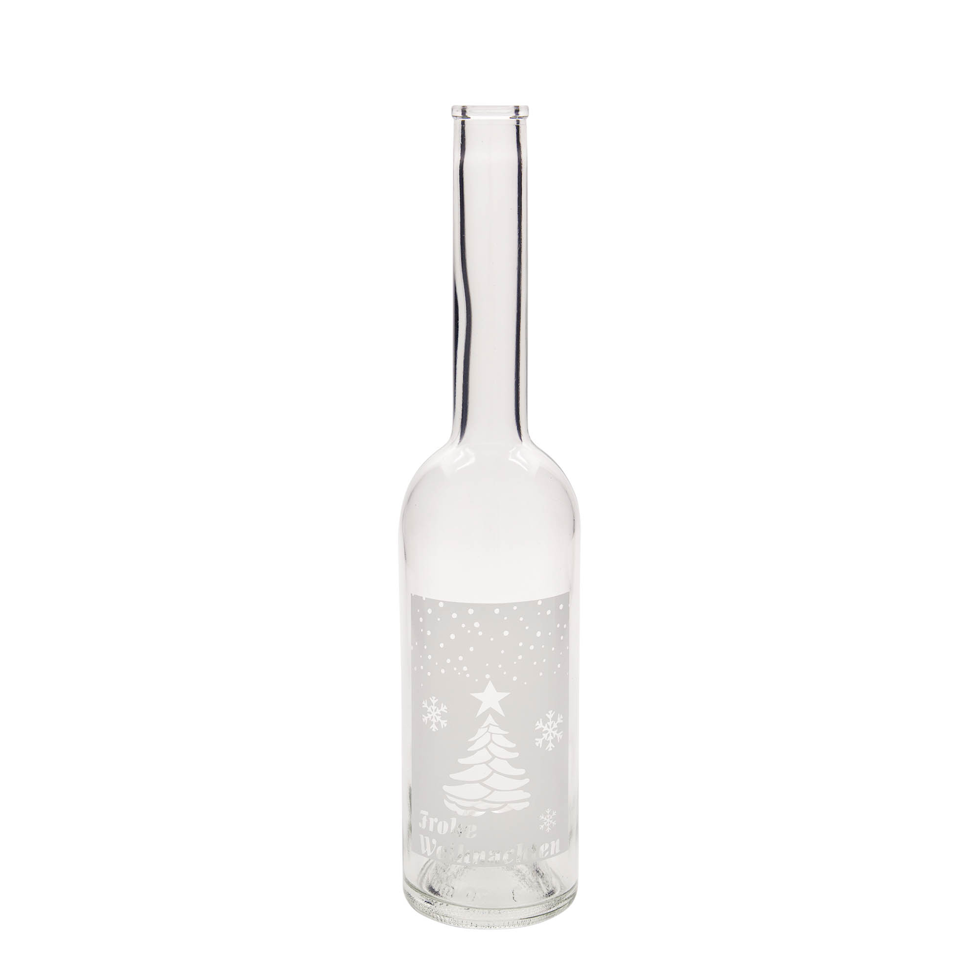 Bouteille en verre de 500 ml « Opera », motif : Noël blanc, ouverture : bouchon en liège