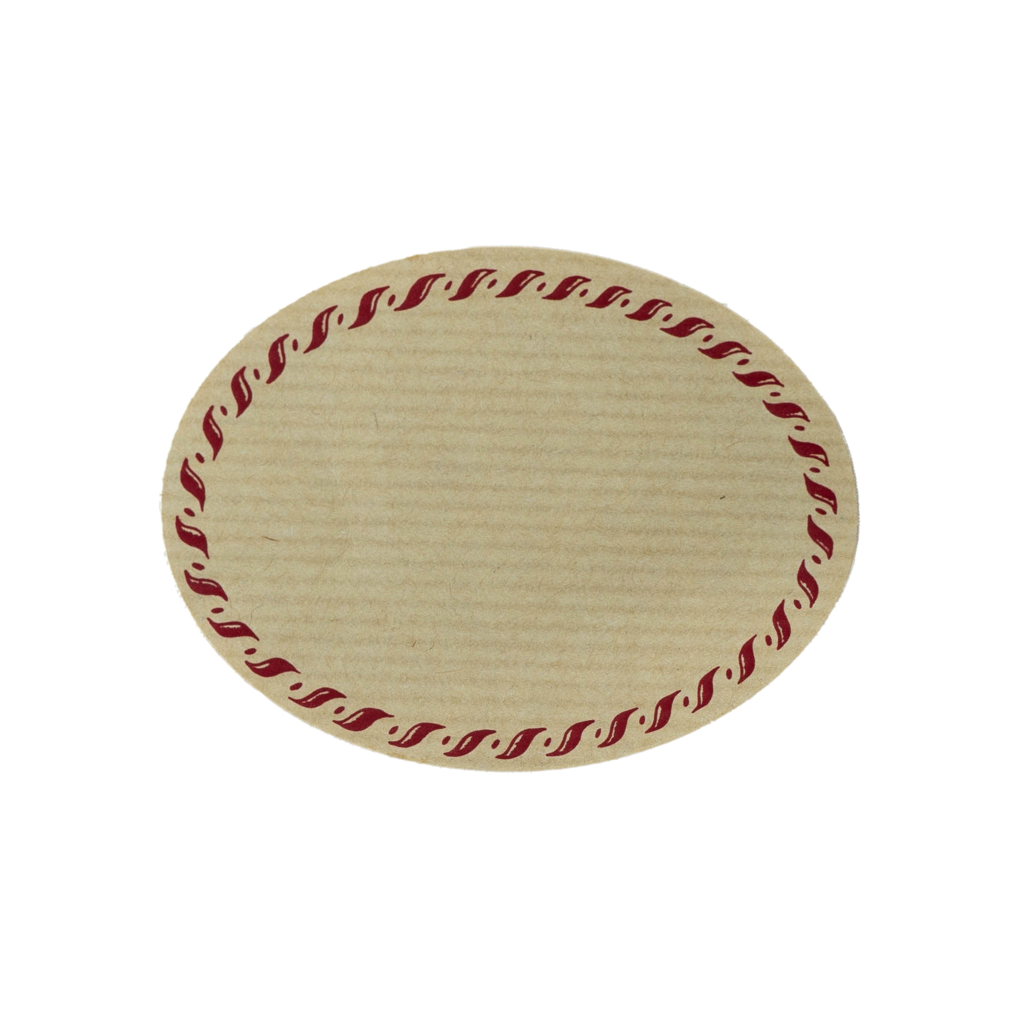 Grande étiquette naturelle « bordure en corde », ovale, papier, rouge-brun