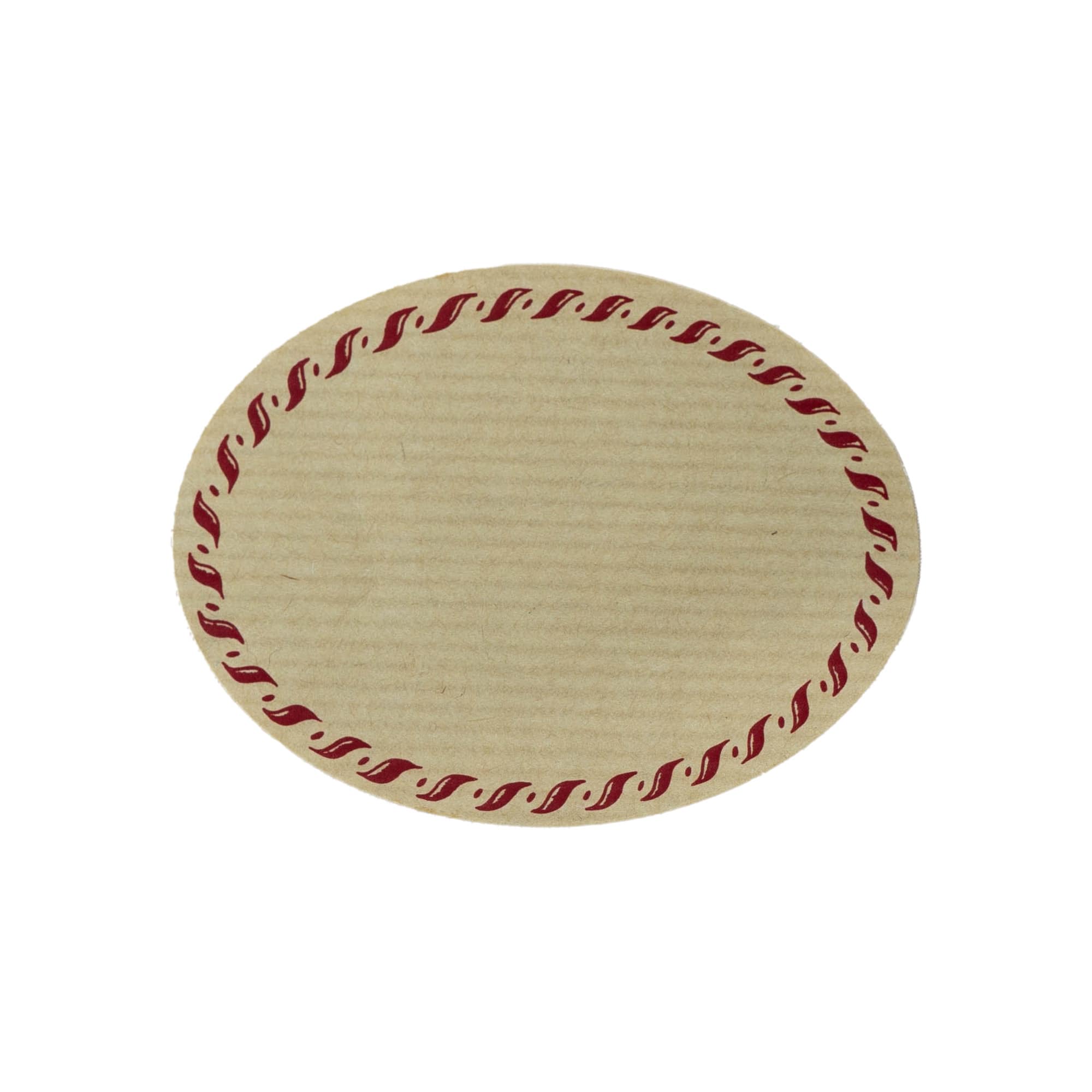 Grande étiquette naturelle « bordure en corde », ovale, papier, rouge-brun